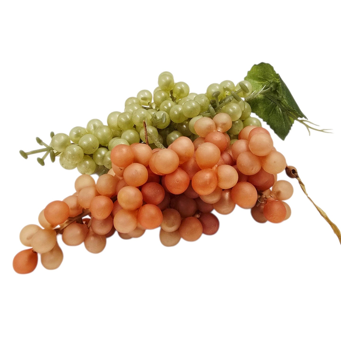 Faux Grapes Green & Red Artificial Fruit Rubber Plastic Fruit Bowl Farmhouse