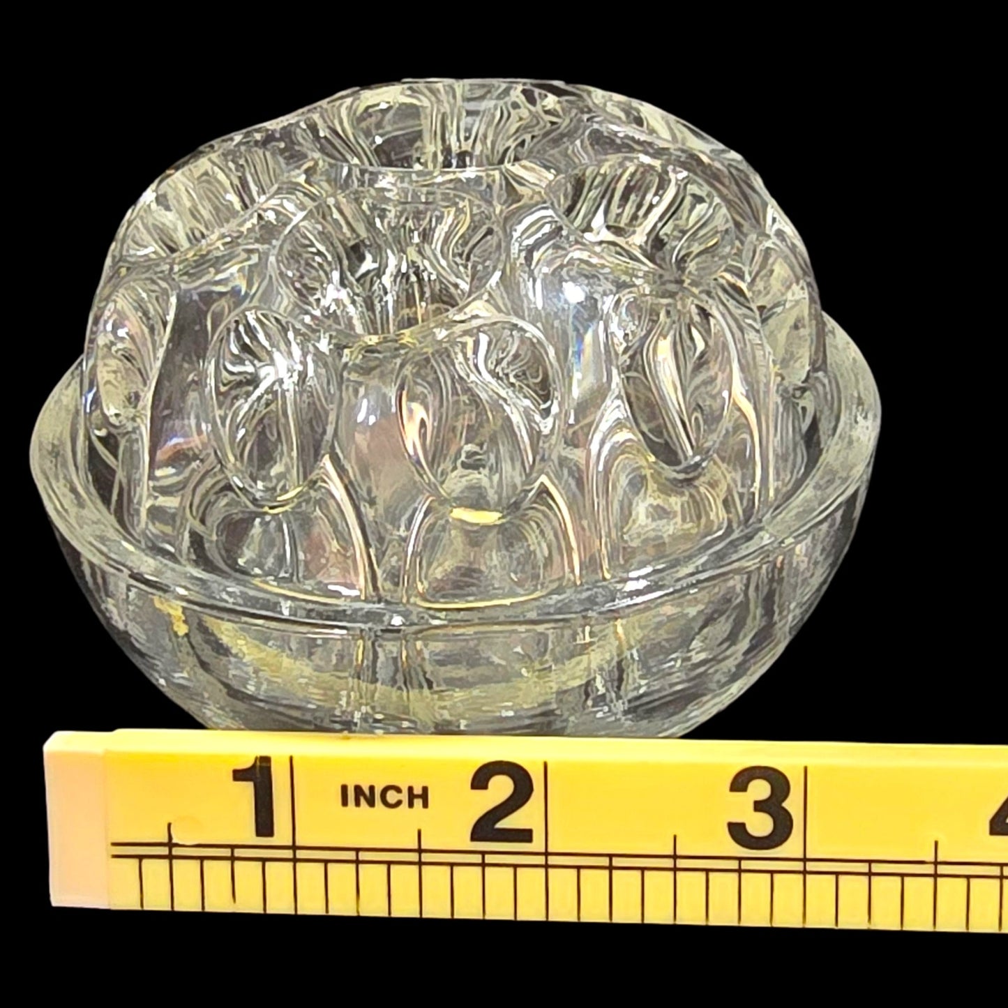 Vtg Made in France Glass Flower Frog Clear Crystal Bowl, 7-Hole Floral Arranger