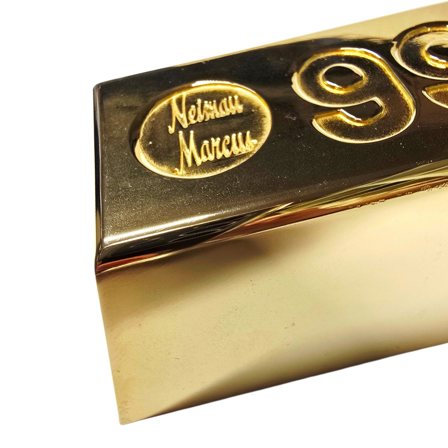 Vintage Neiman Marcus Brass Gold Bar Piggy Bank 999.9 Fine Gold Ingot Paperweight