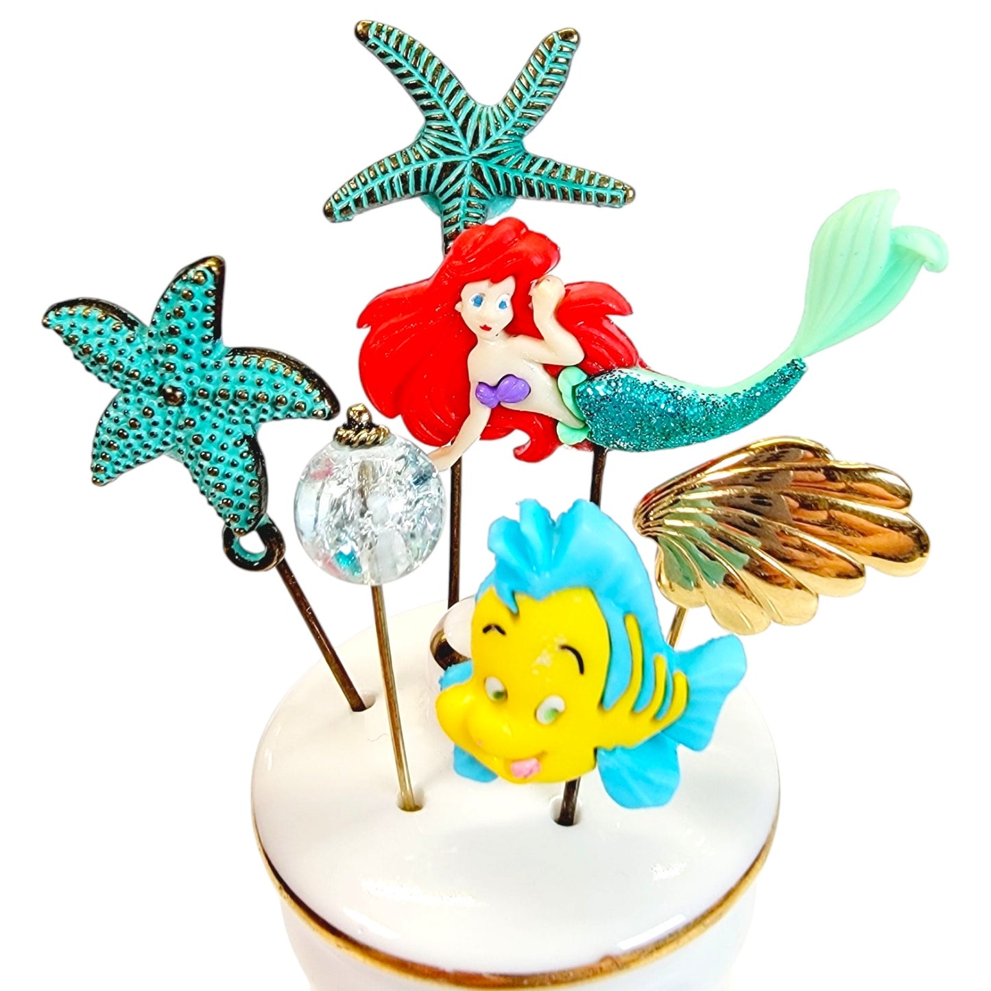 Disney Little Mermaid Ariel Hat Pin Art Display in Vintage Disney World Shaker