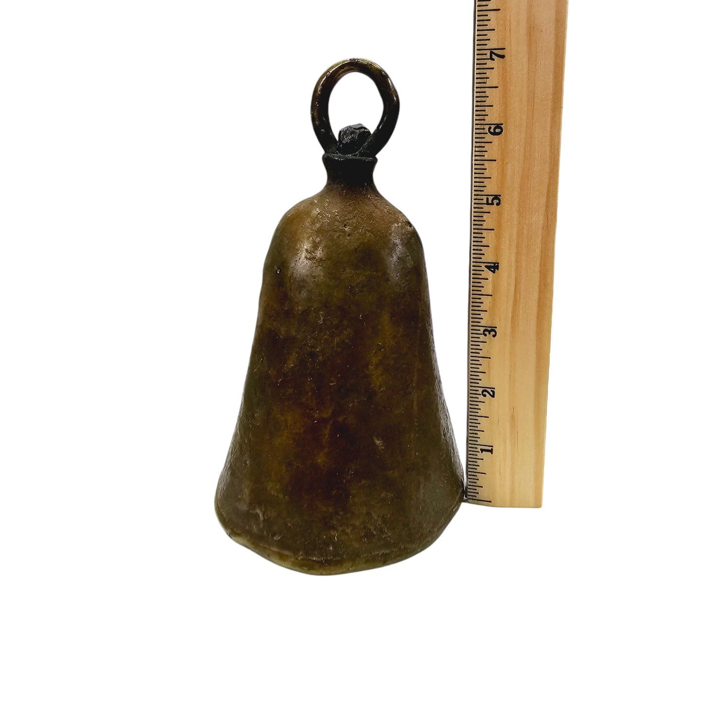 Vintage African Chamba Nigeria Brass Bell, Tribal Brass Metal Cattle Bell, Cow Bell, Rustic Bell, Benue Bell, 7" H x 4" W