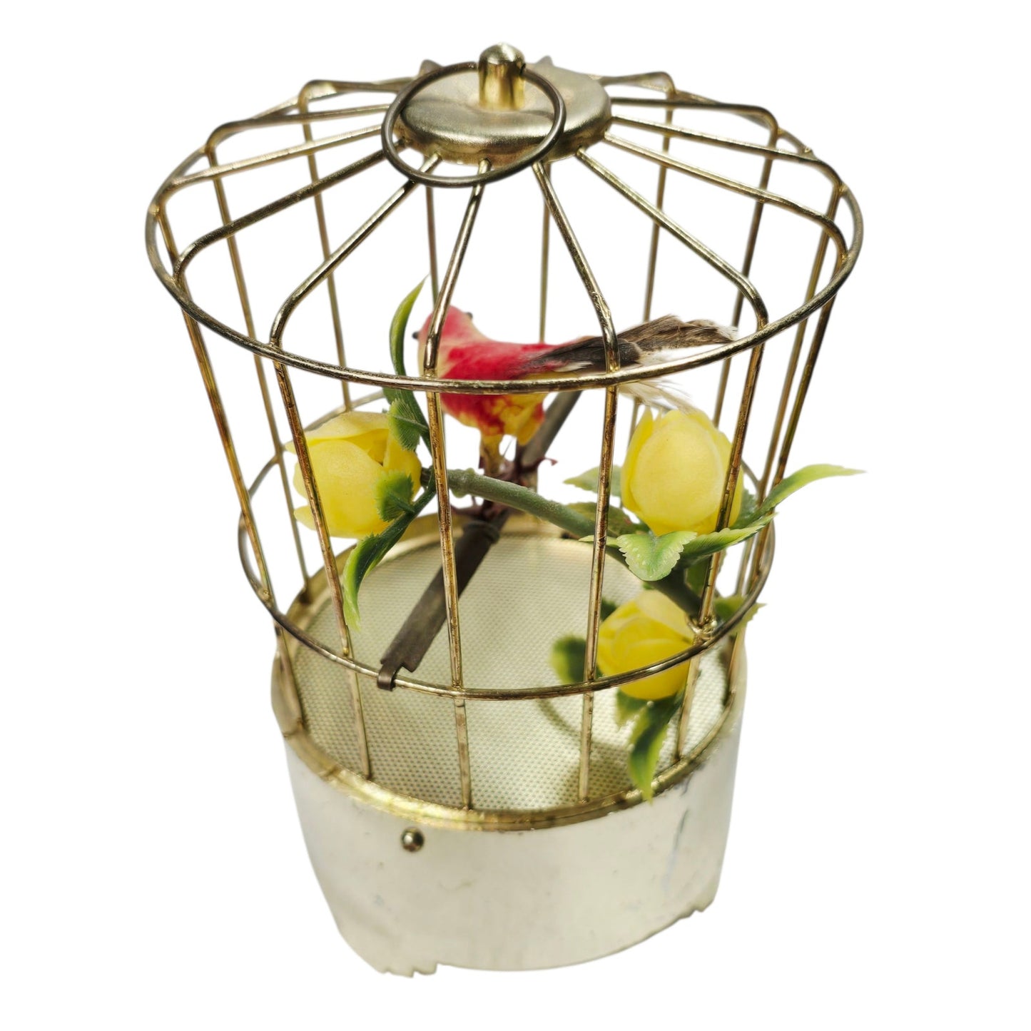 Mid-Century Vintage Singing Bird Cage Toy Music Chirping Bird 9V Battery Works!