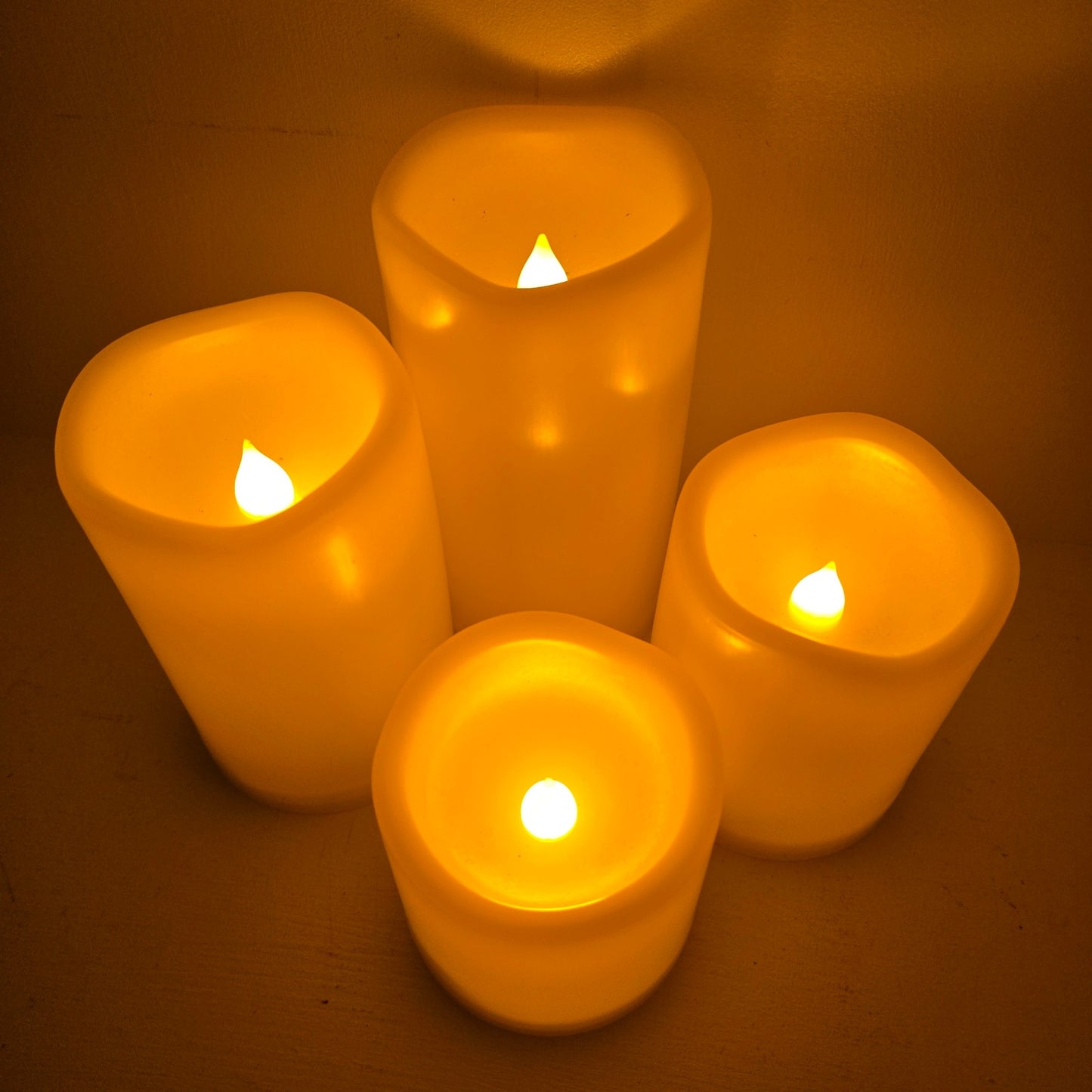 Flamesless LED Candles Indoor Outdoor Plastic, Battery-Operated, Set of 4 Pillar