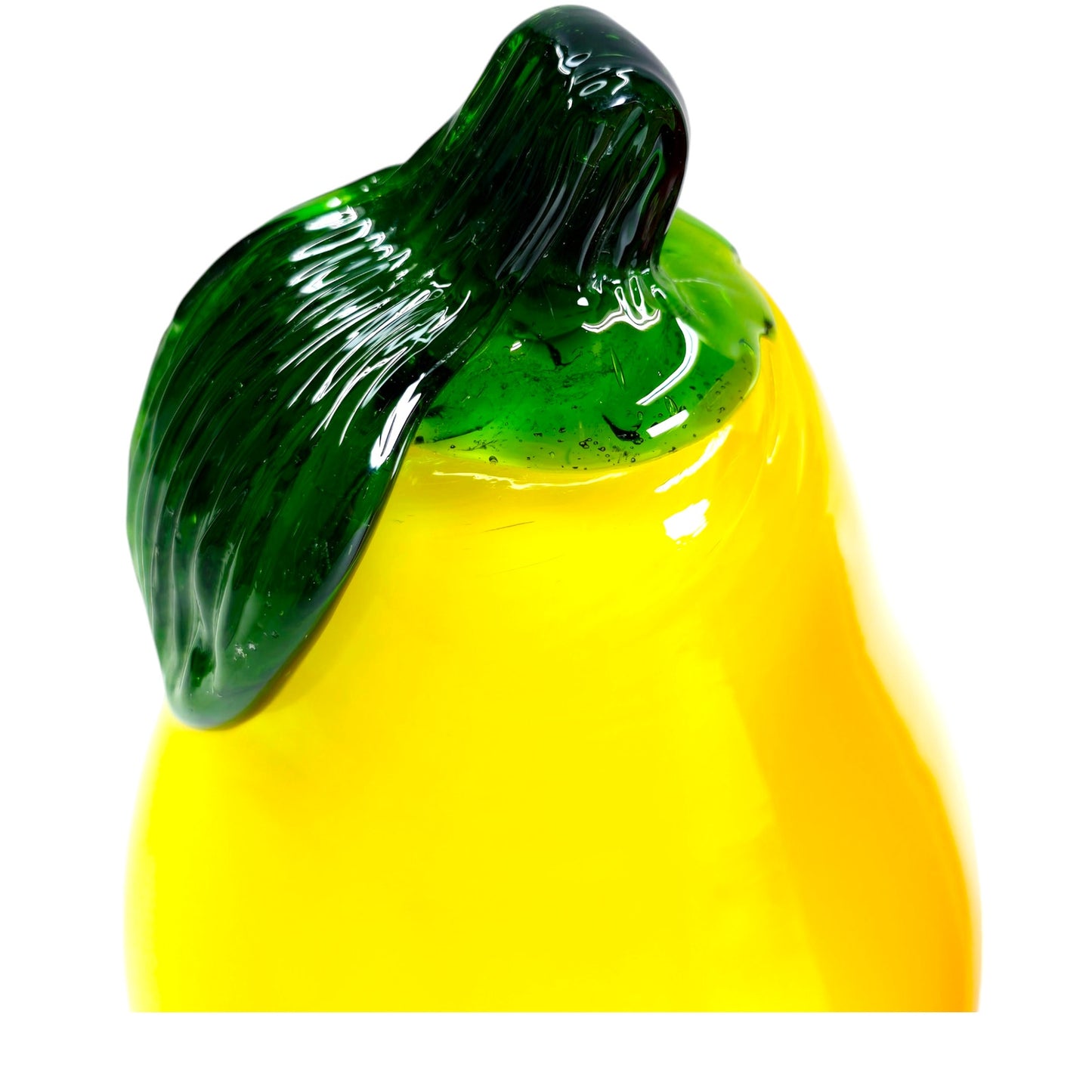 Hand-Blown Art Glass Yellow Pear and Red Bell Pepper, Glass Fruit, Glass Vegetable