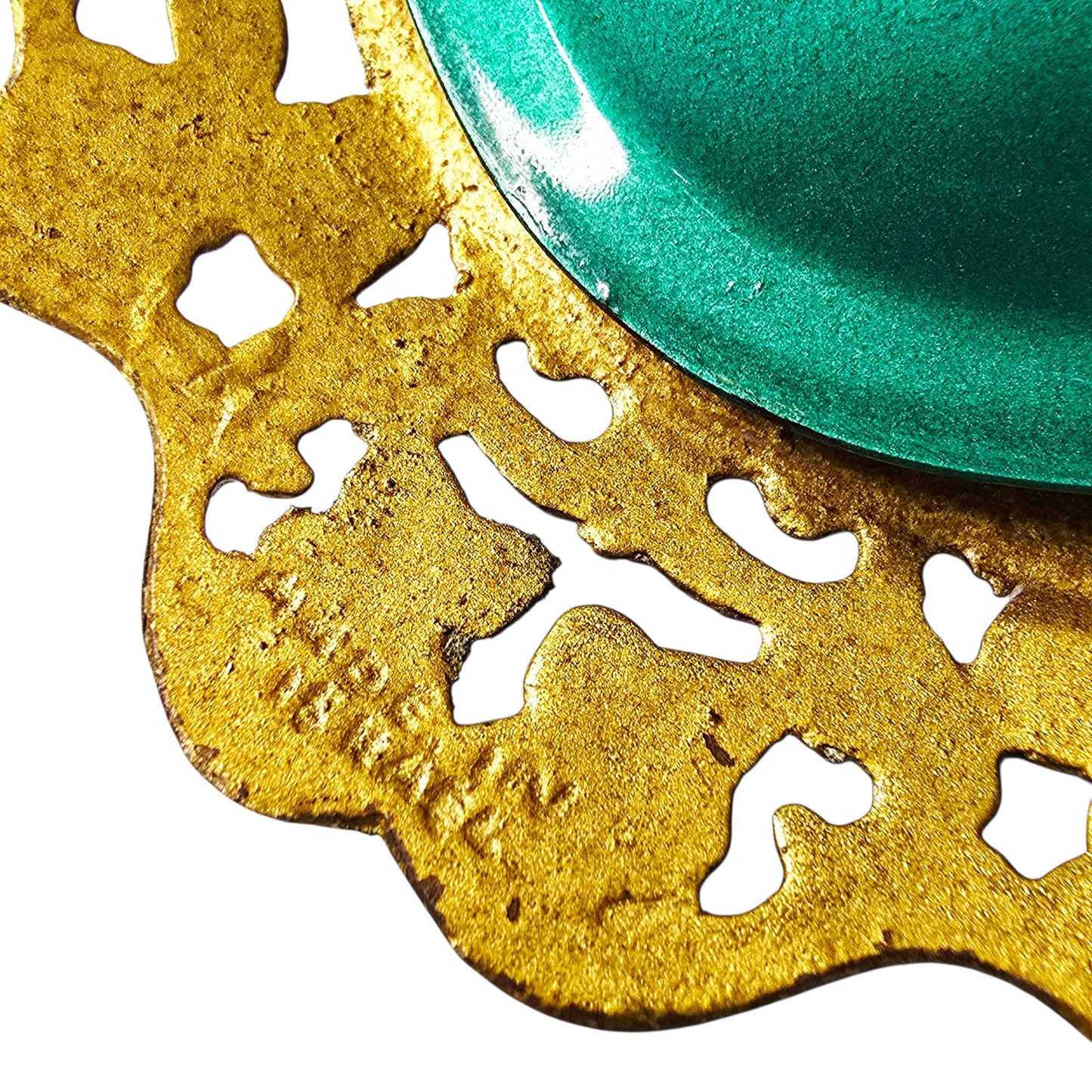 Vintage Israel Enameled Brass Tray Ornate MCM Mid Century Judaica17"