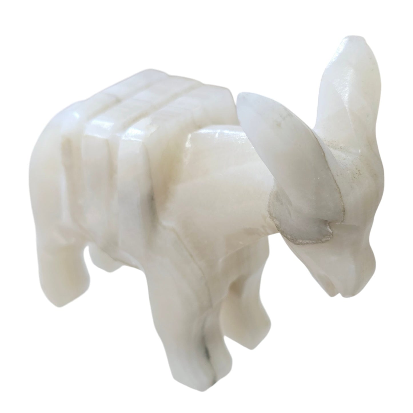 Hand Card White Onyx Burro Mule with Pack Saddle, Donkey, Nativity