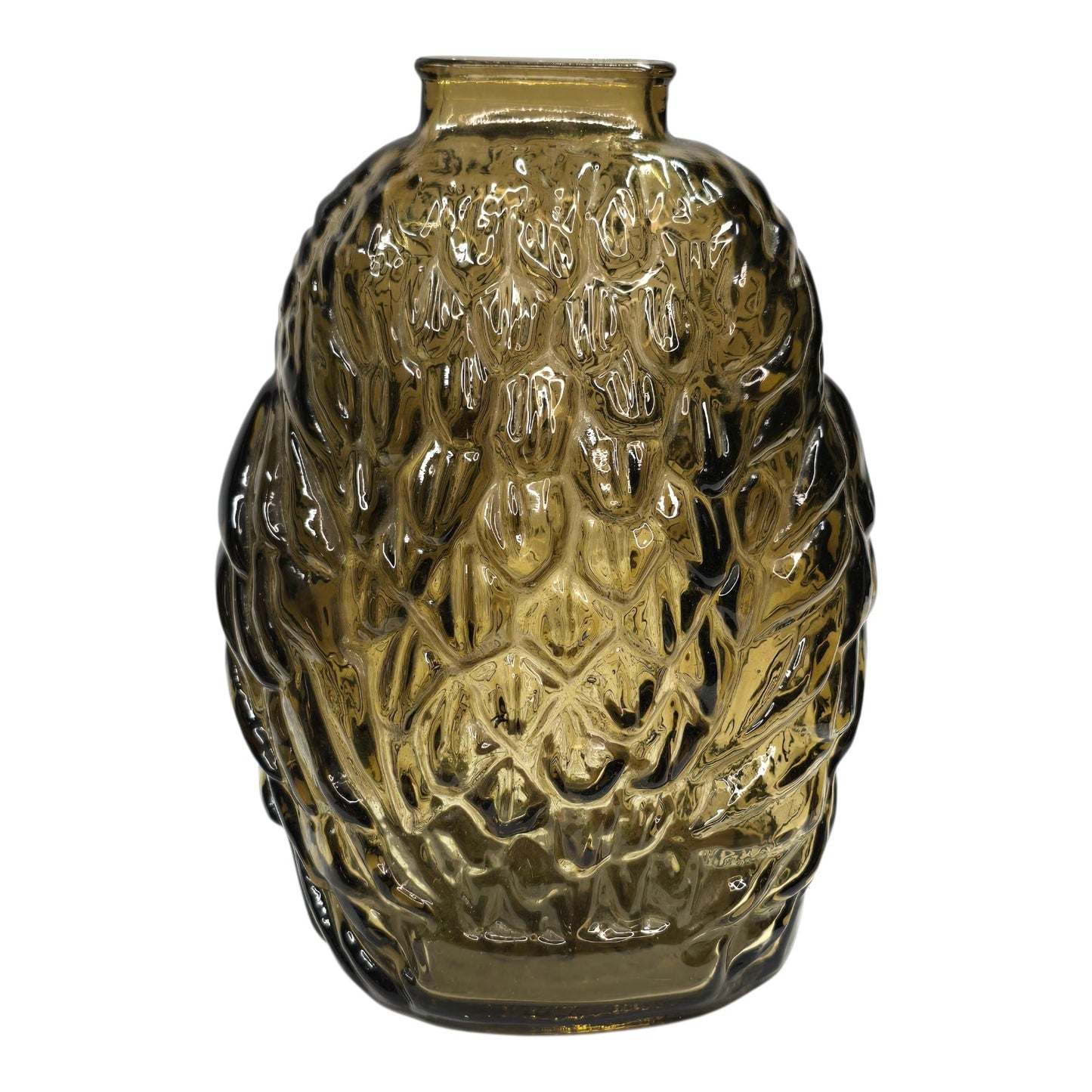 Vtg Anchor Hocking Wise Old Owl Smoke Glass Smoky Topaz Gray Brown Coin Bank MCM