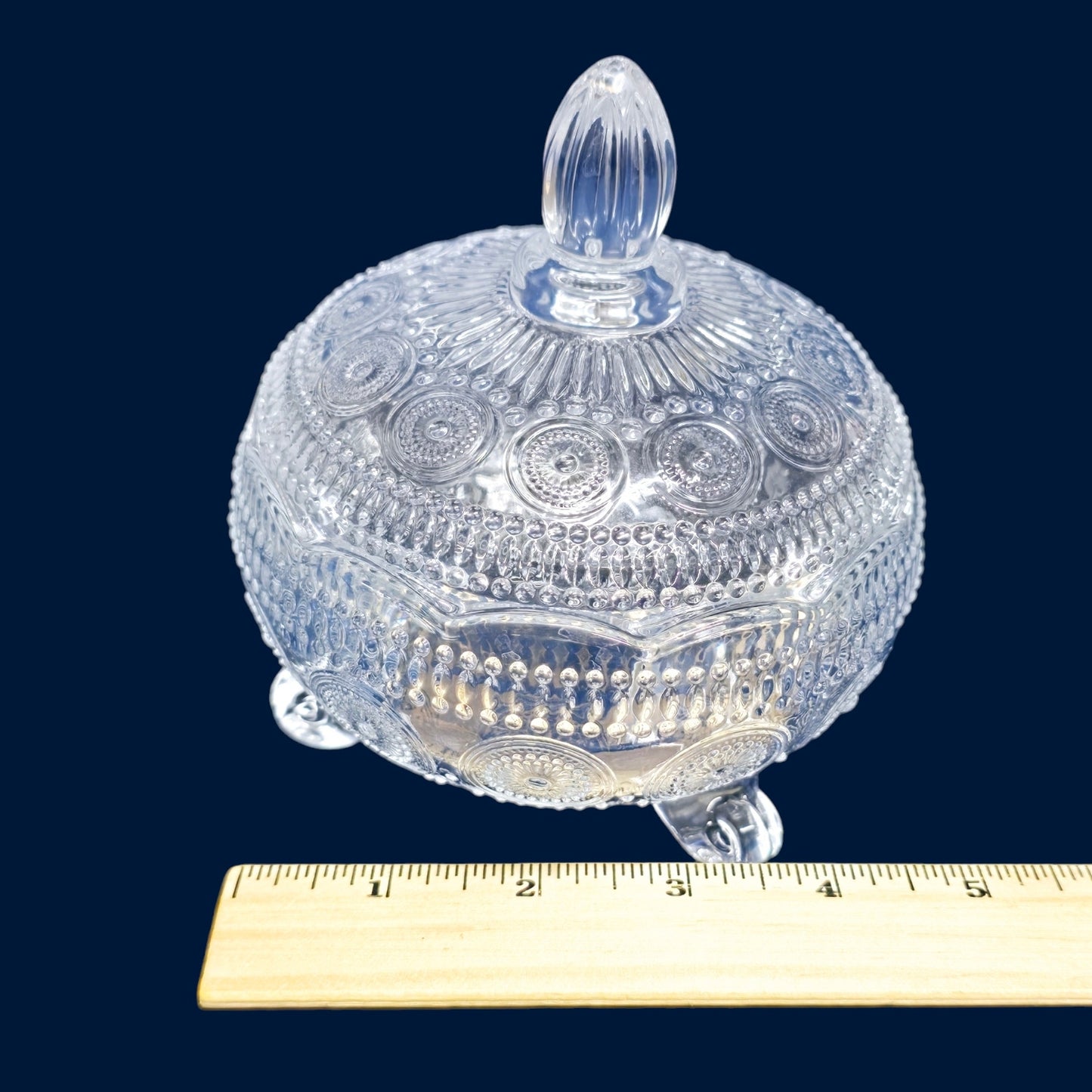 Vintage-Inspired Footed Glass Candy Jar / Trinket Box with Lid