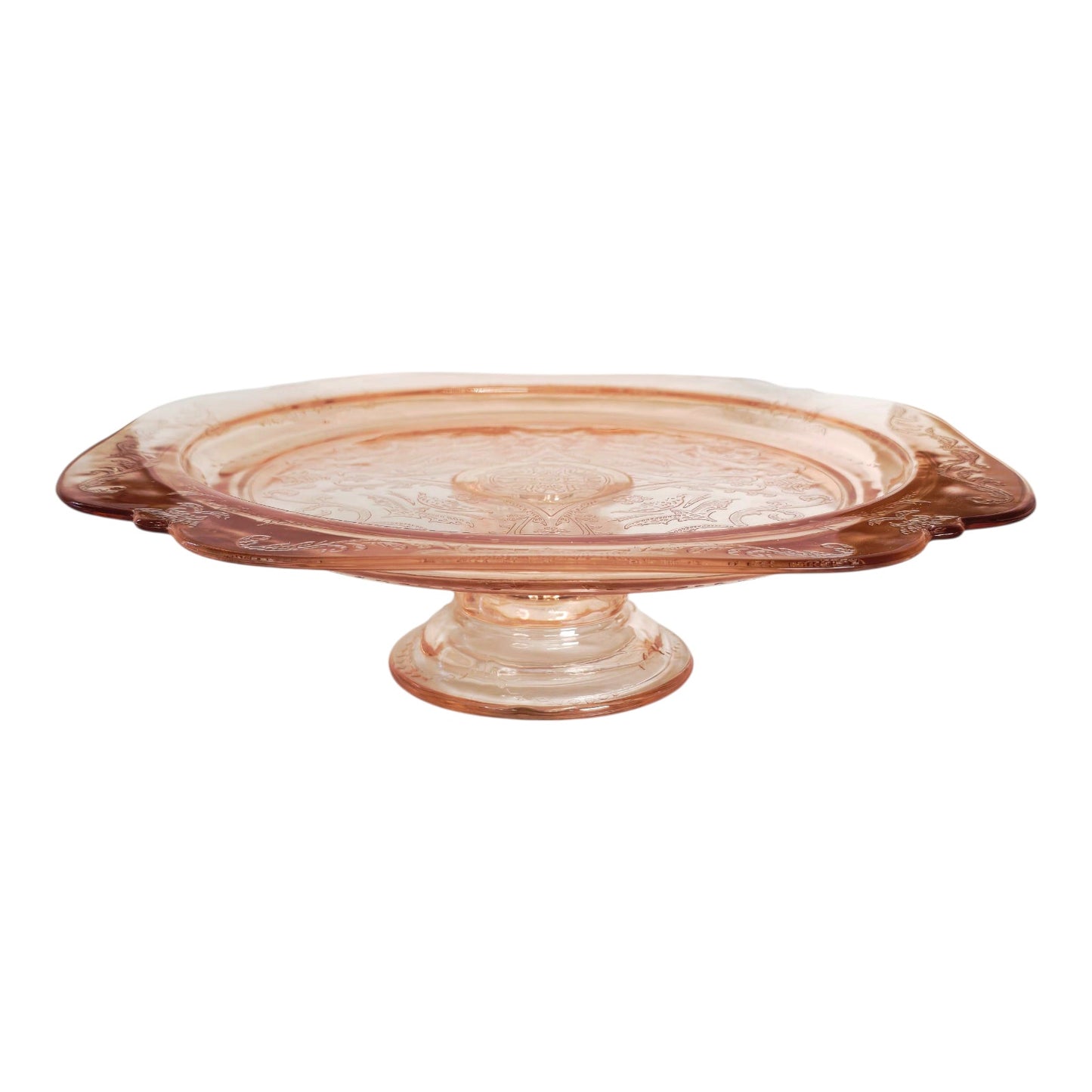 Vintage Pink Madrid Depression Glass Pedestal Cake Stand