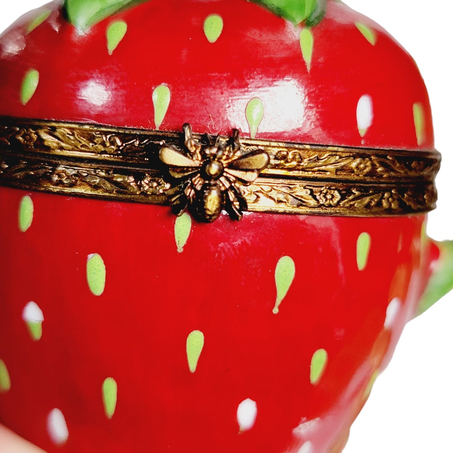 Vintage Strawberry Trinket Box, Marked Limoges France