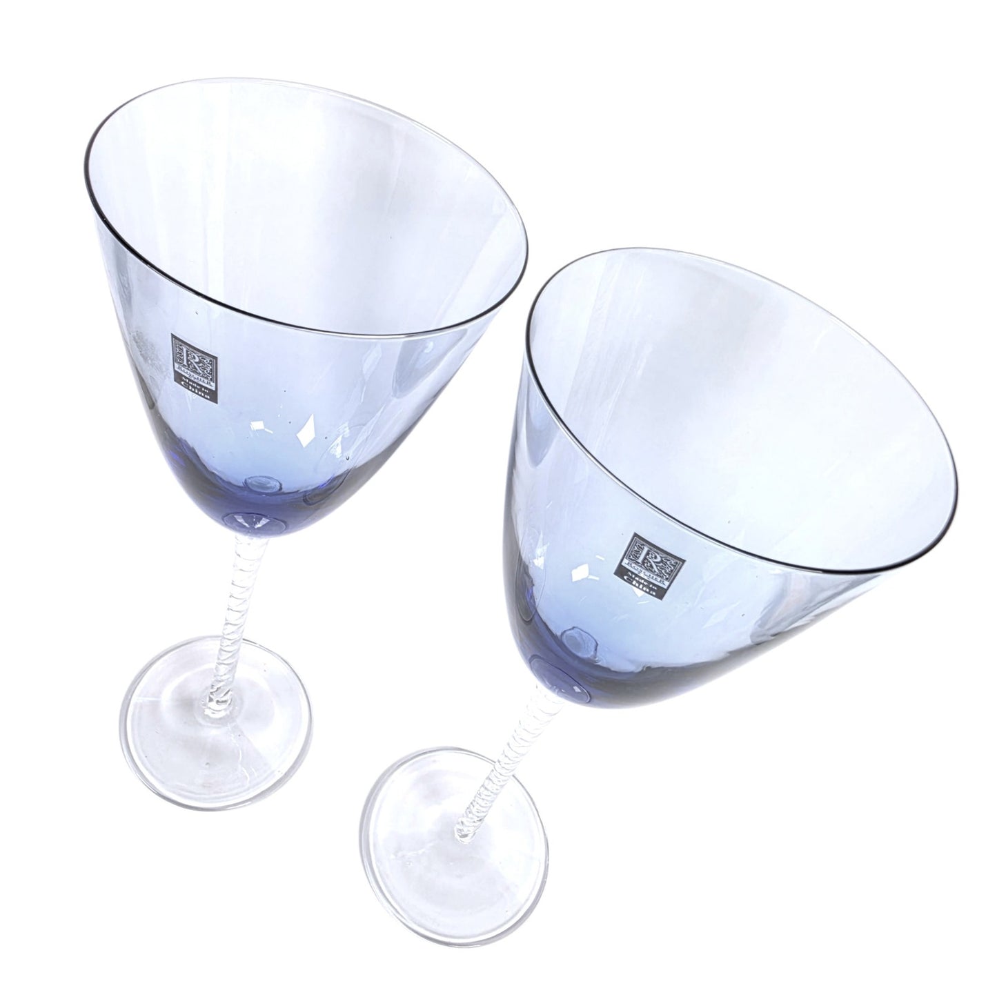 Roscher & Co Oversized Blue Stem Wine Glasses Goblets 20 oz