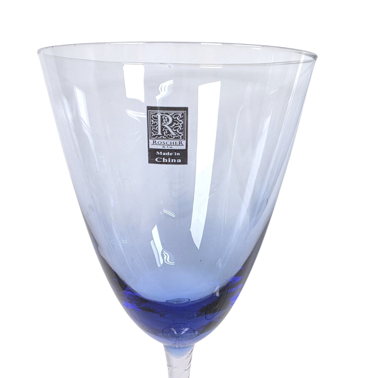 Roscher & Co Oversized Blue Stem Wine Glasses Goblets 20 oz