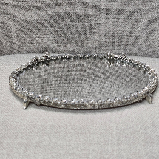 Vtg Sam Fink Vanity Tray Mirror Silver Tone Oval Cherub Flowers Harp Feet 5 X 7"