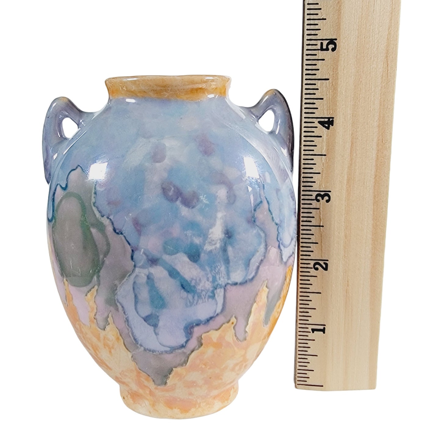 Small Handled Lusterware Vase, Hand-Painted LusterWare Vase, Art Nouveau Vase