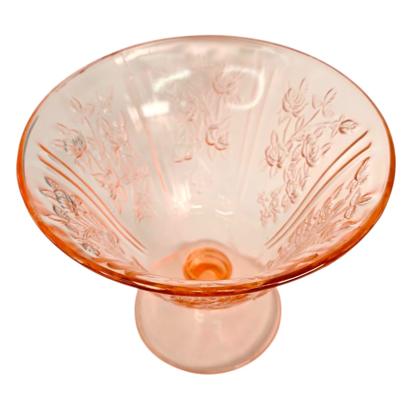 Vintage Sharon Pink Rose Lidded Compote Federal Glass, Pink Depression Glass