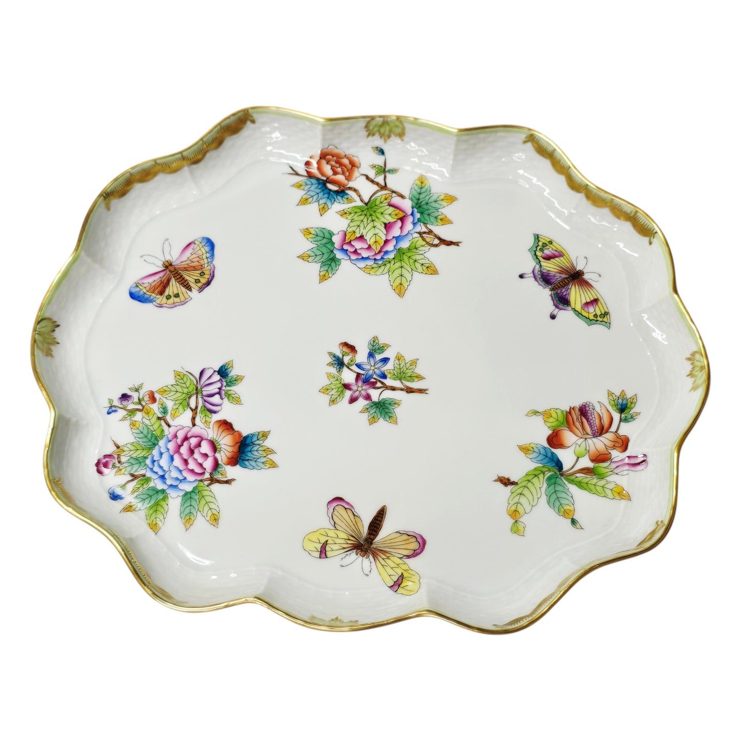 Herend Queen Victoria VBO 4-Pc Set - Pot, Tray, Creamer, Lidded Sugar - 24k Gold