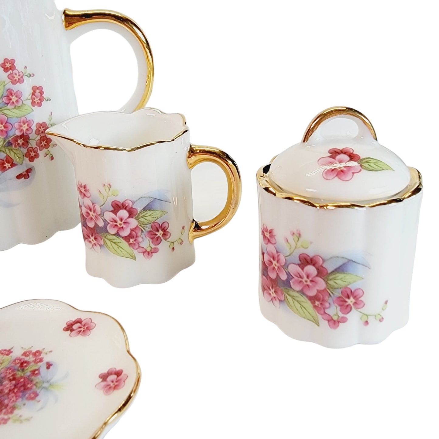 Vintage Fine Porcelain 10-Piece Miniature Tea Set