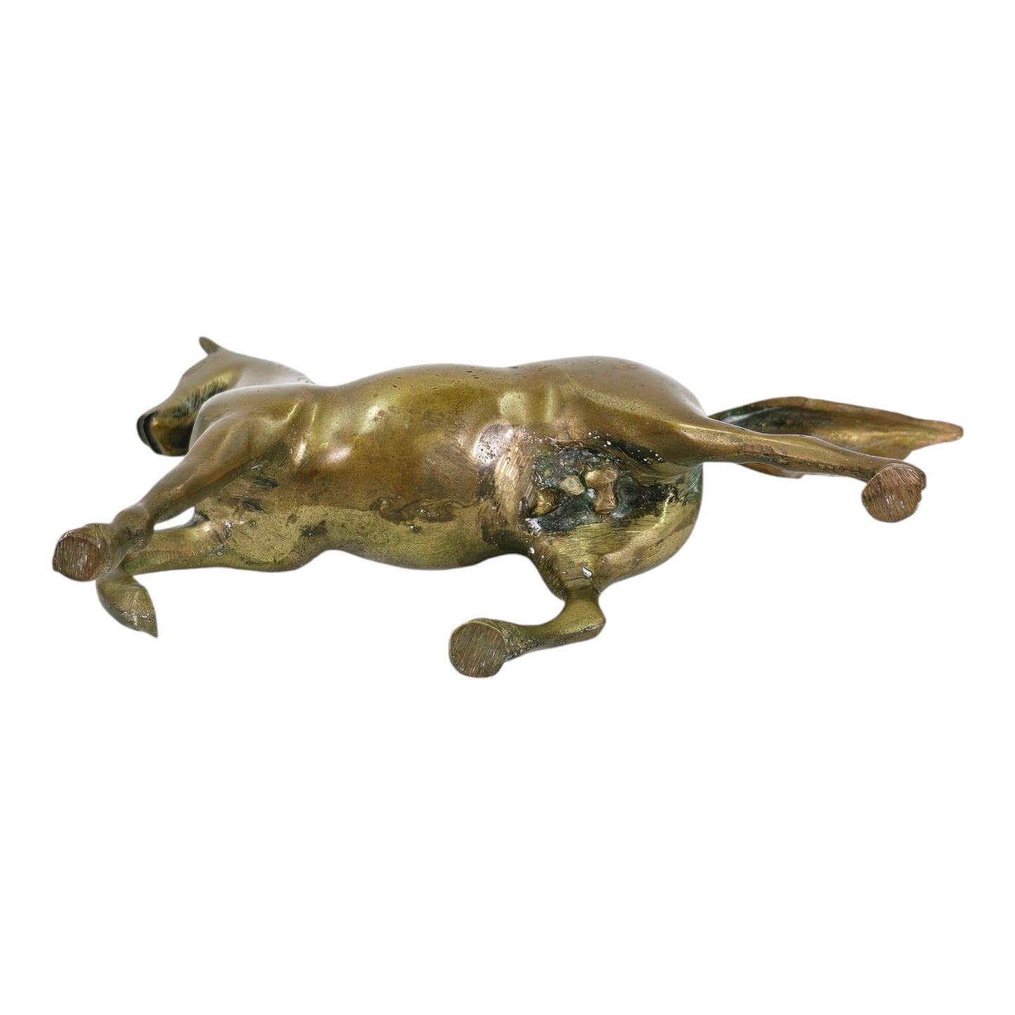 Vintage Brass Horse, Prancing Brass Horse Figurine, Patina, Anatomical, 5.25" H