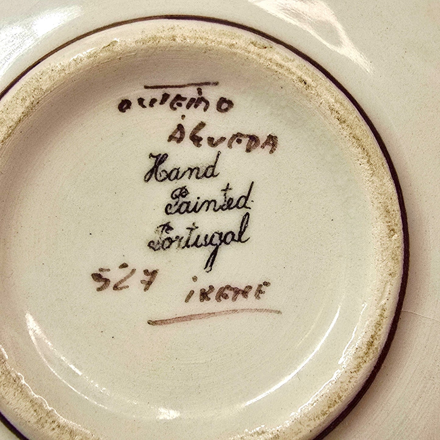 Outeiro Agueda Portugal Double Handle Bowl Hand Painted Folk Art Irene 527 Read