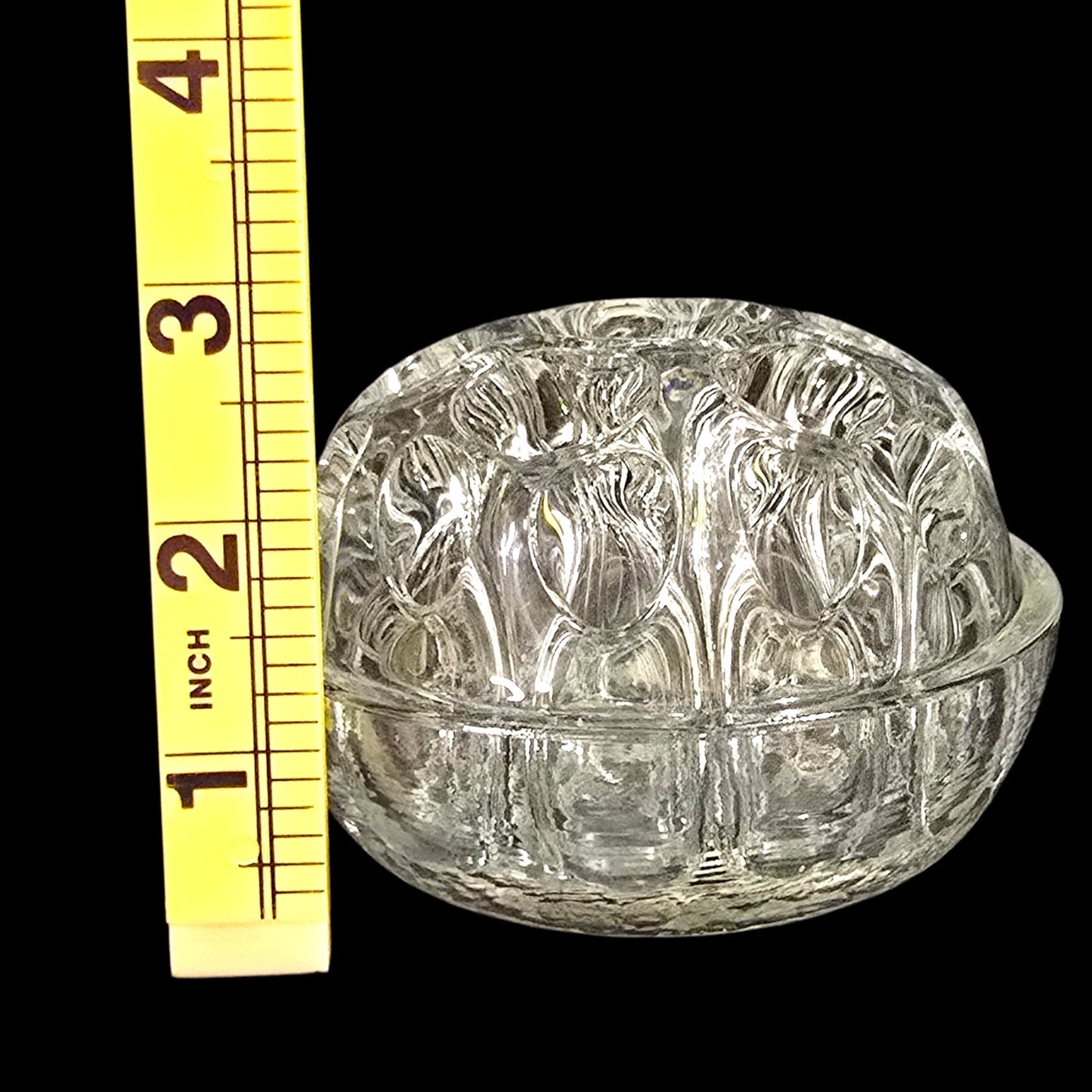 Vtg Made in France Glass Flower Frog Clear Crystal Bowl, 7-Hole Floral Arranger