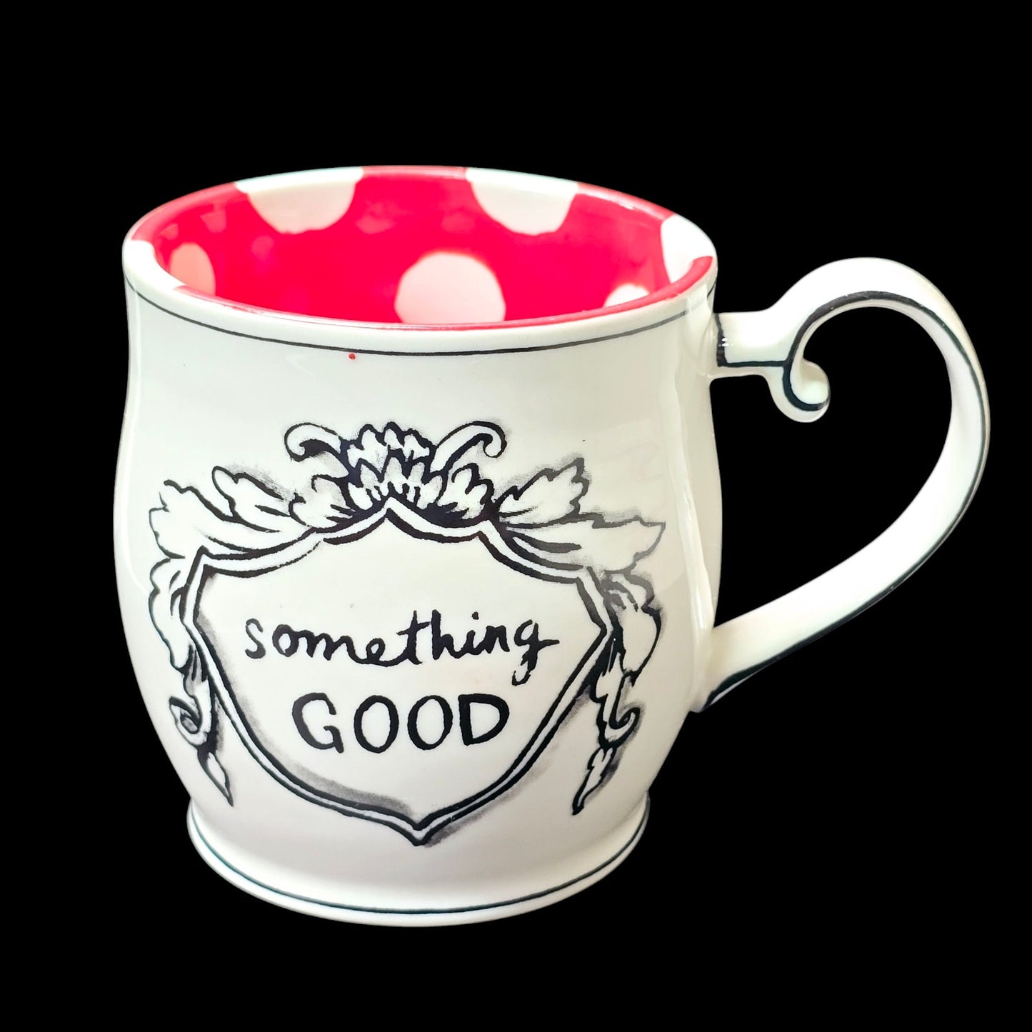 Anthropologie Molly Hatch "Something Good" Red White Polka Dot Coffee Mug