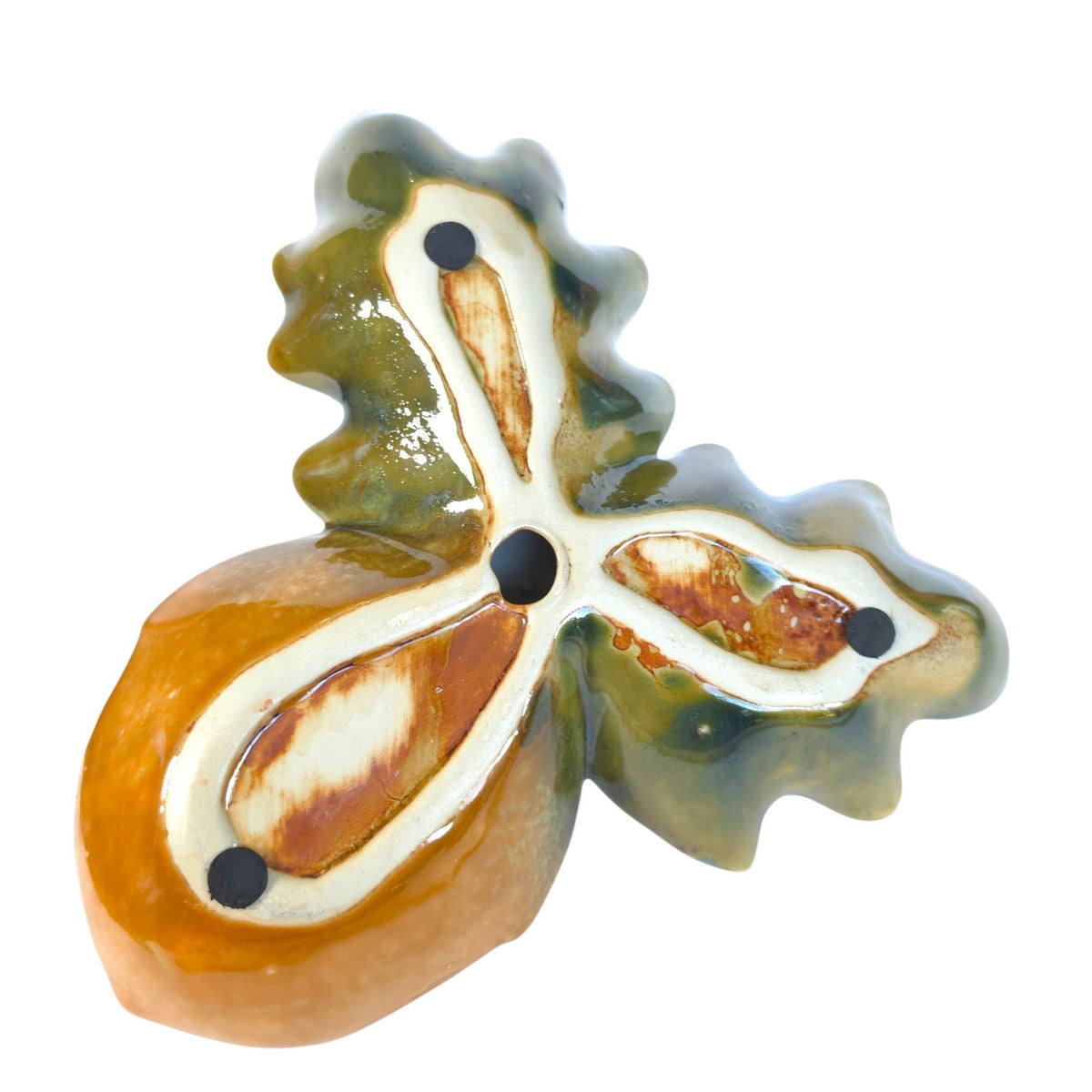 Ceramic Acorn Oak Leaf Divided Nut Candy Dish Fall Serving Tray