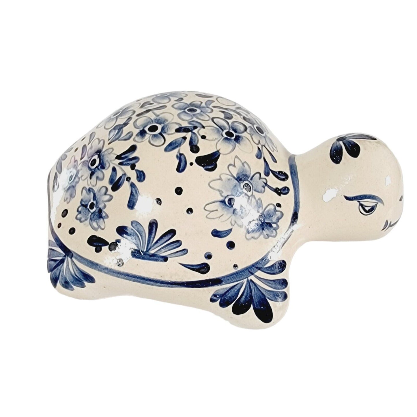 Vintage Anaware Turtle Blue & White Floral Hand Painted Ceramic, Philippines