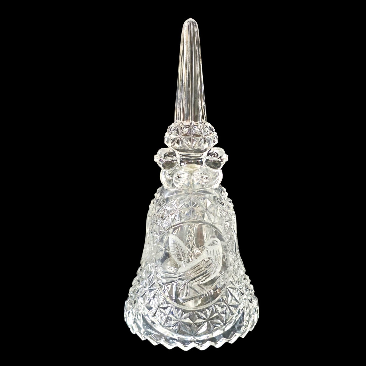 Vtg Hofbauer Byrdes Lead Crystal Bell Germany Red Bird Sticker, Etched Songbird