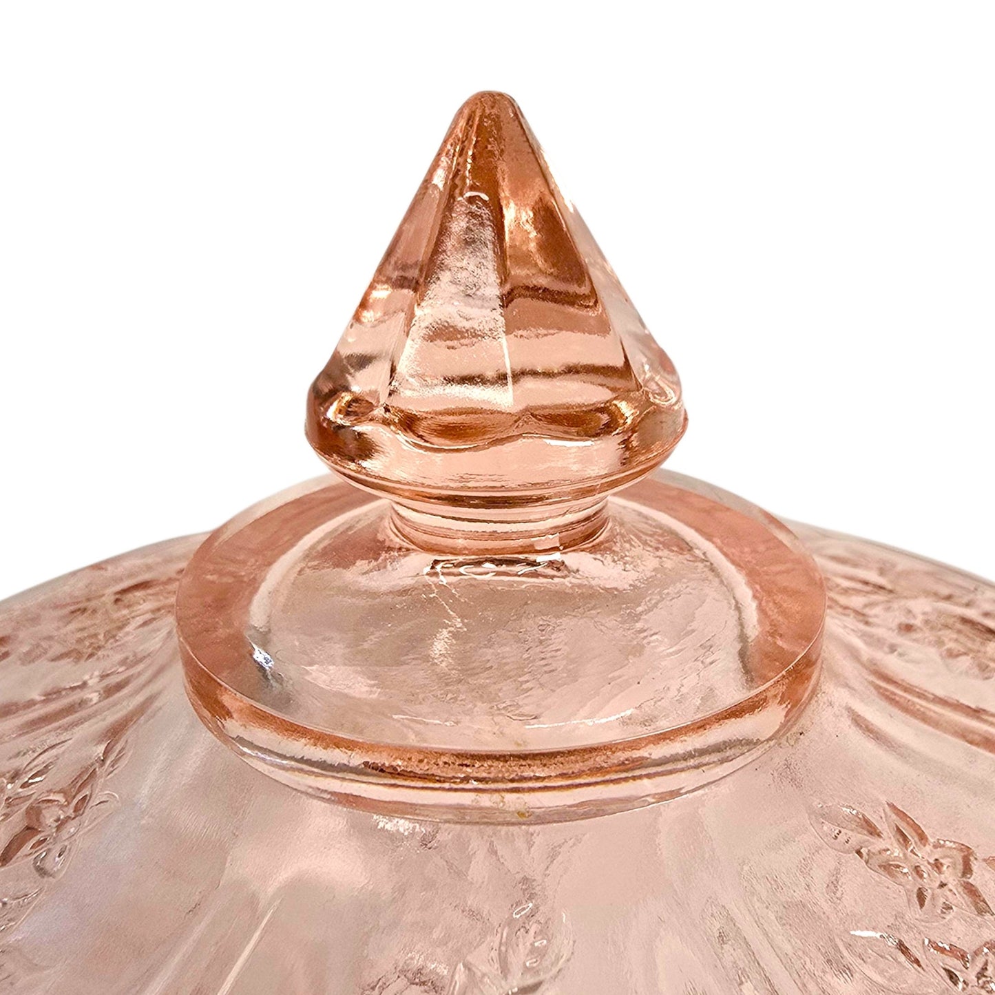 Vintage Sharon Pink Rose Lidded Compote Federal Glass, Pink Depression Glass