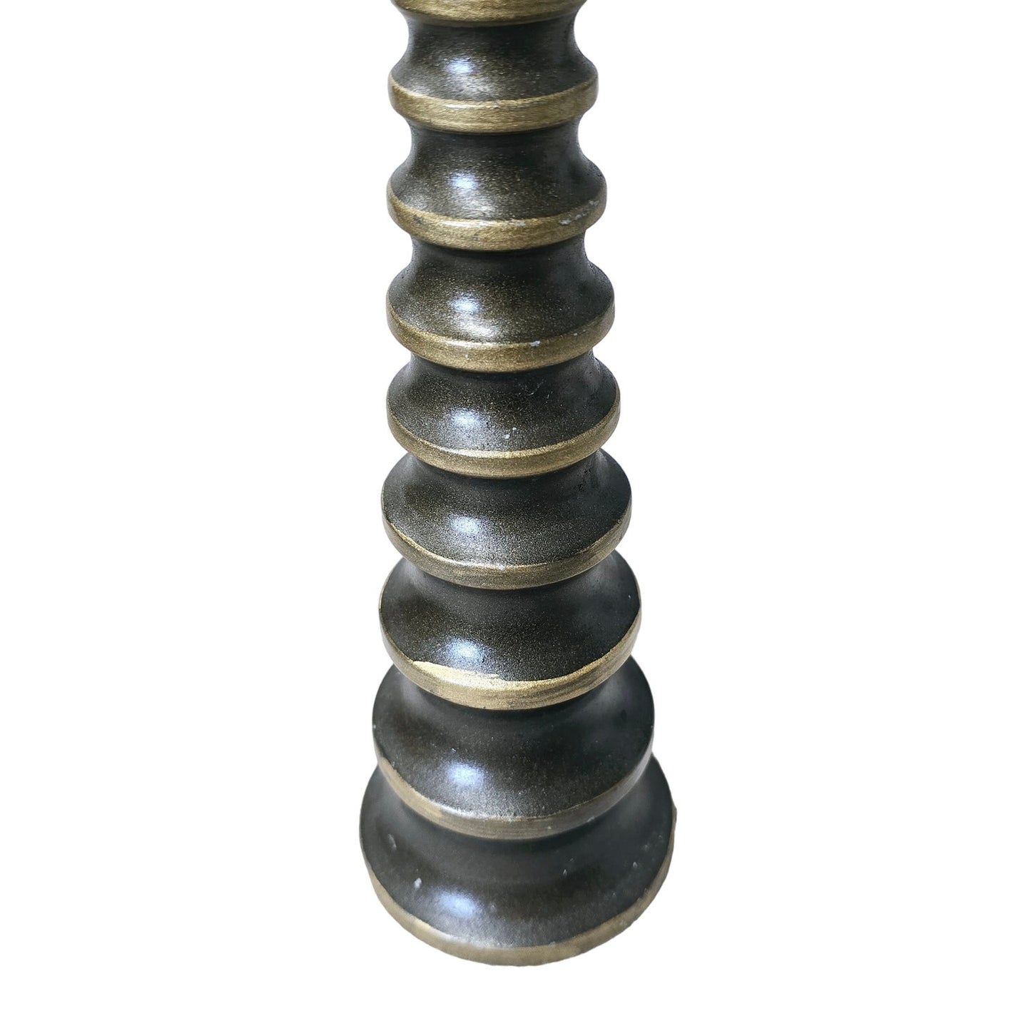 Tall Bobbin-Style Metal Candlestick Holder 12.75"