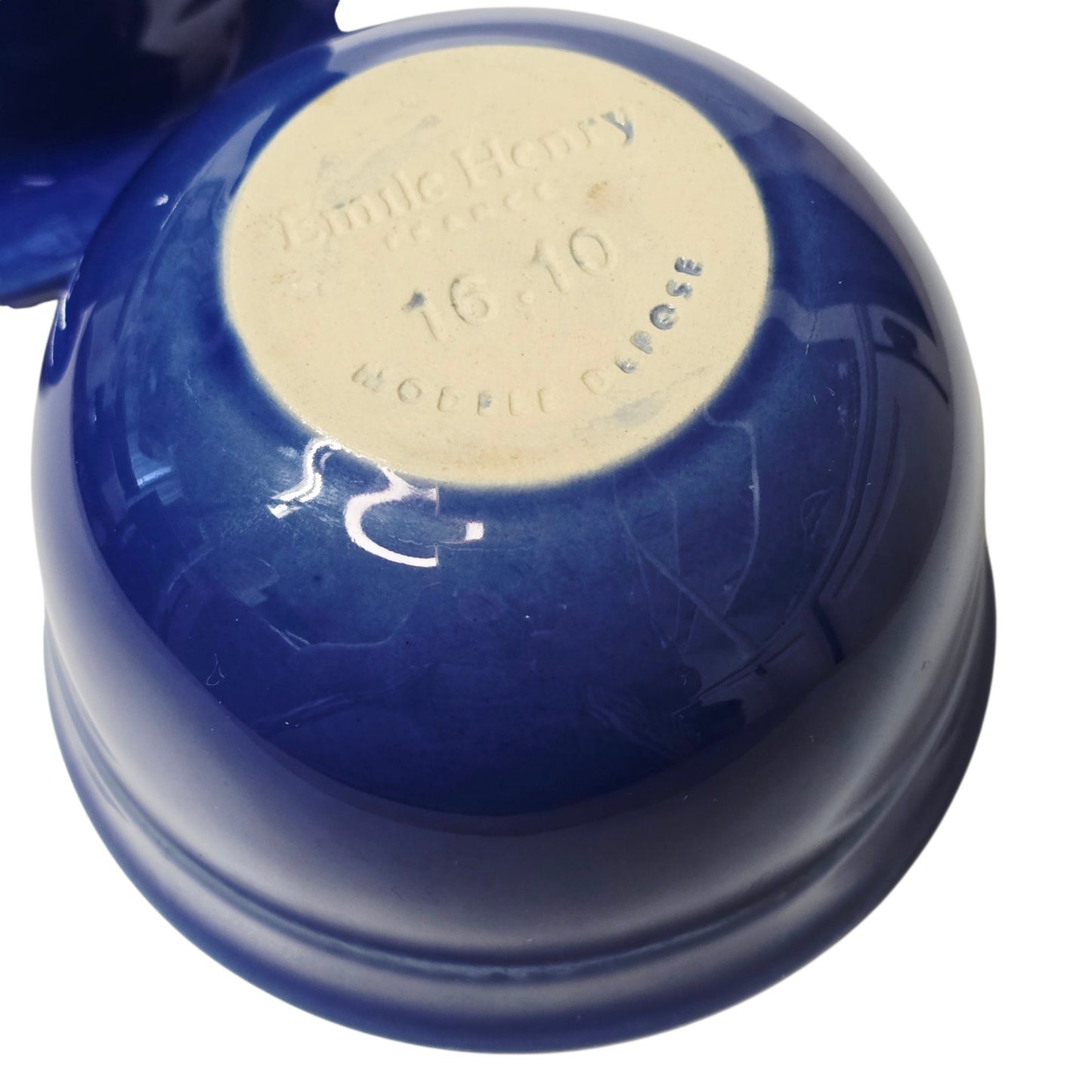 Emile Henry France Blue Ceramic Butter Bell Crock Lidded Dish Pot Stoneware