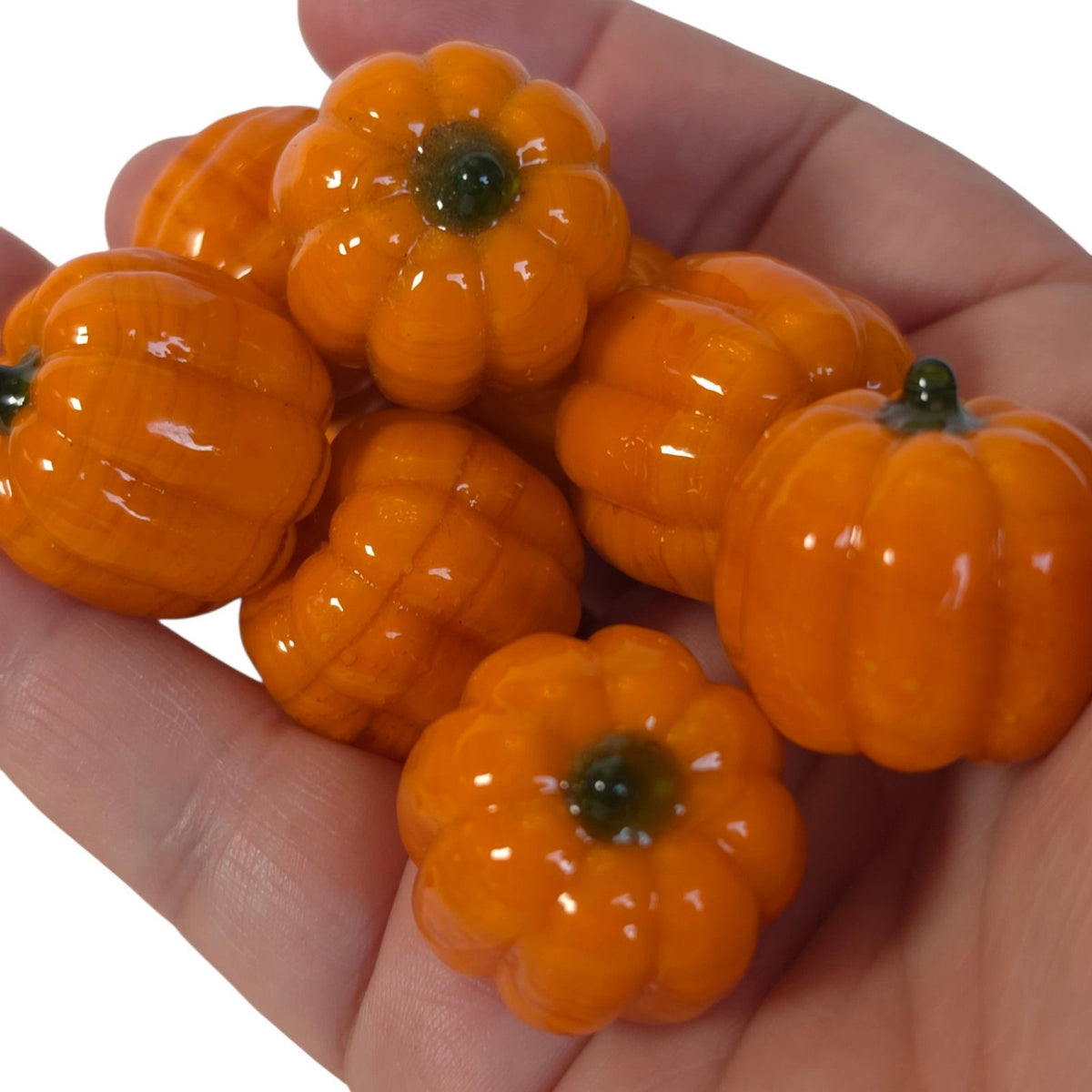 Set of Mini Orange Glass Pumpkins Fall Harvest Bowl Filler Decor