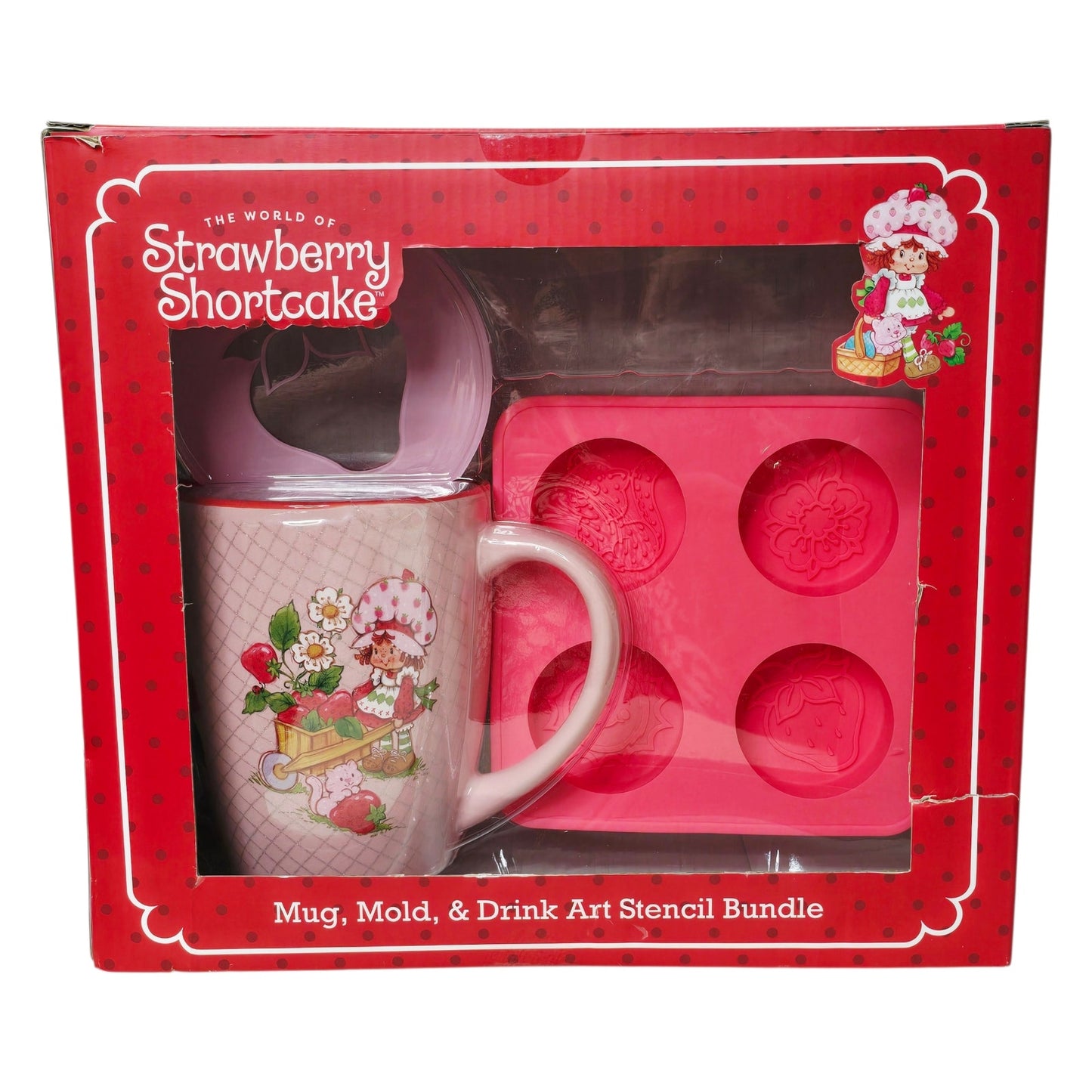 Strawberry Shortcake Mug Mold Drink Art Stencil Gift Set Wildbrain Pink New
