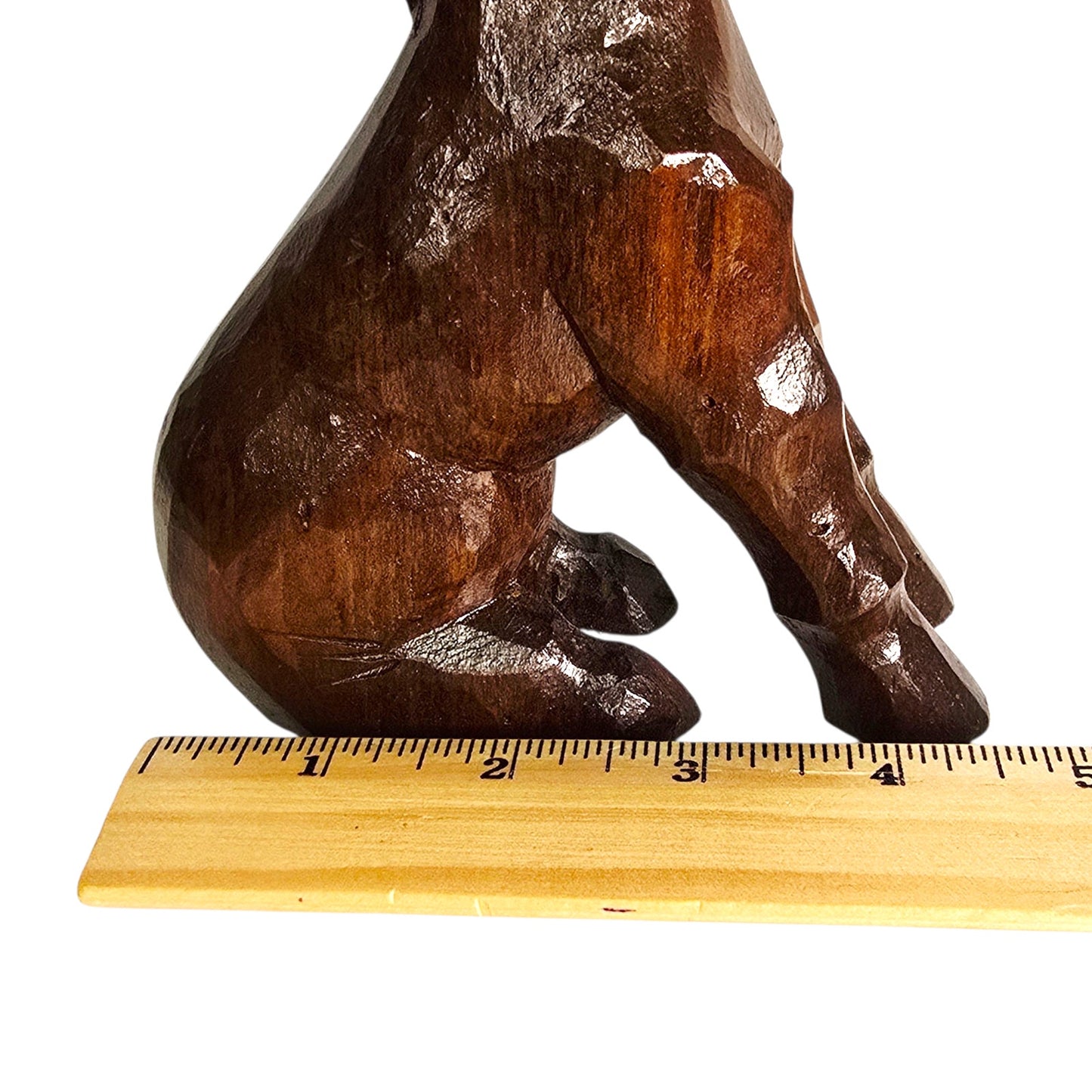 Vintage Carved Wood Donkey Figurine Lacquered Sitting Donkey Mule Burro