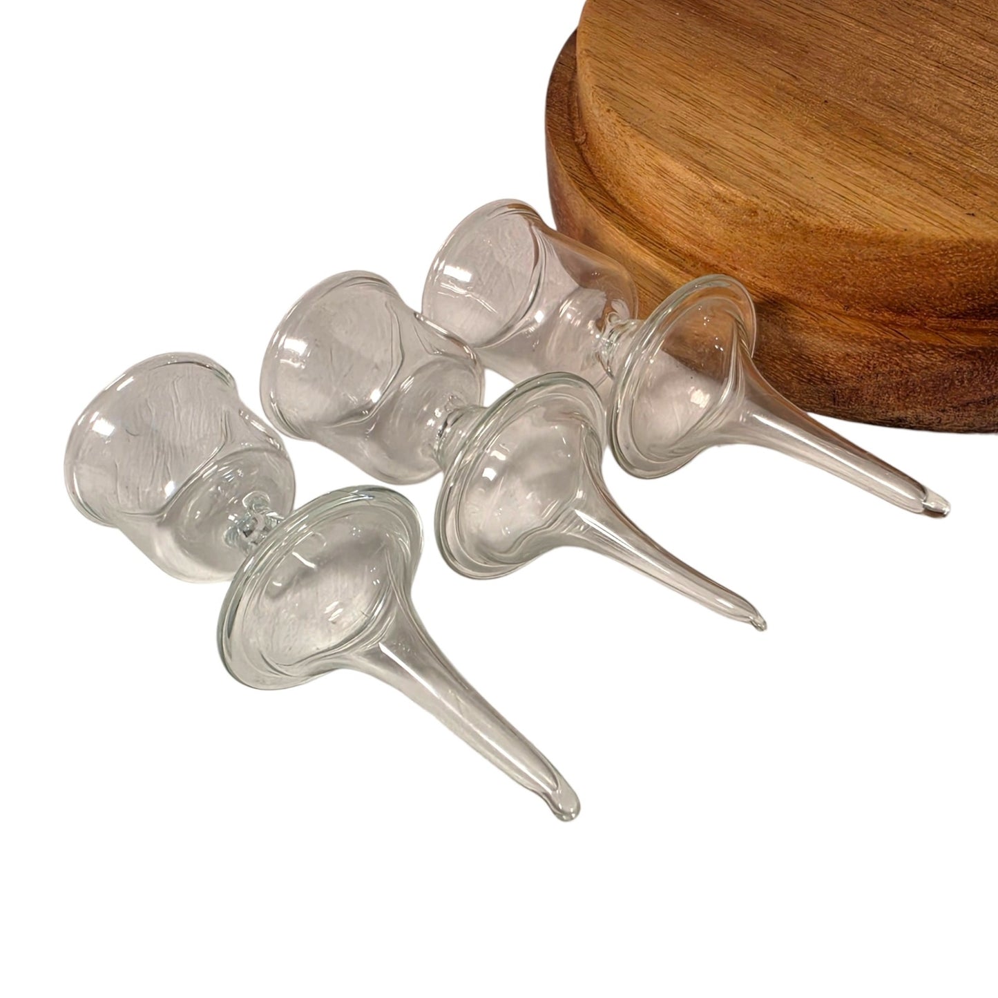 Vintage Miniature Glass Toast Glasses Cake Topper Goblets Set of 3 1950s