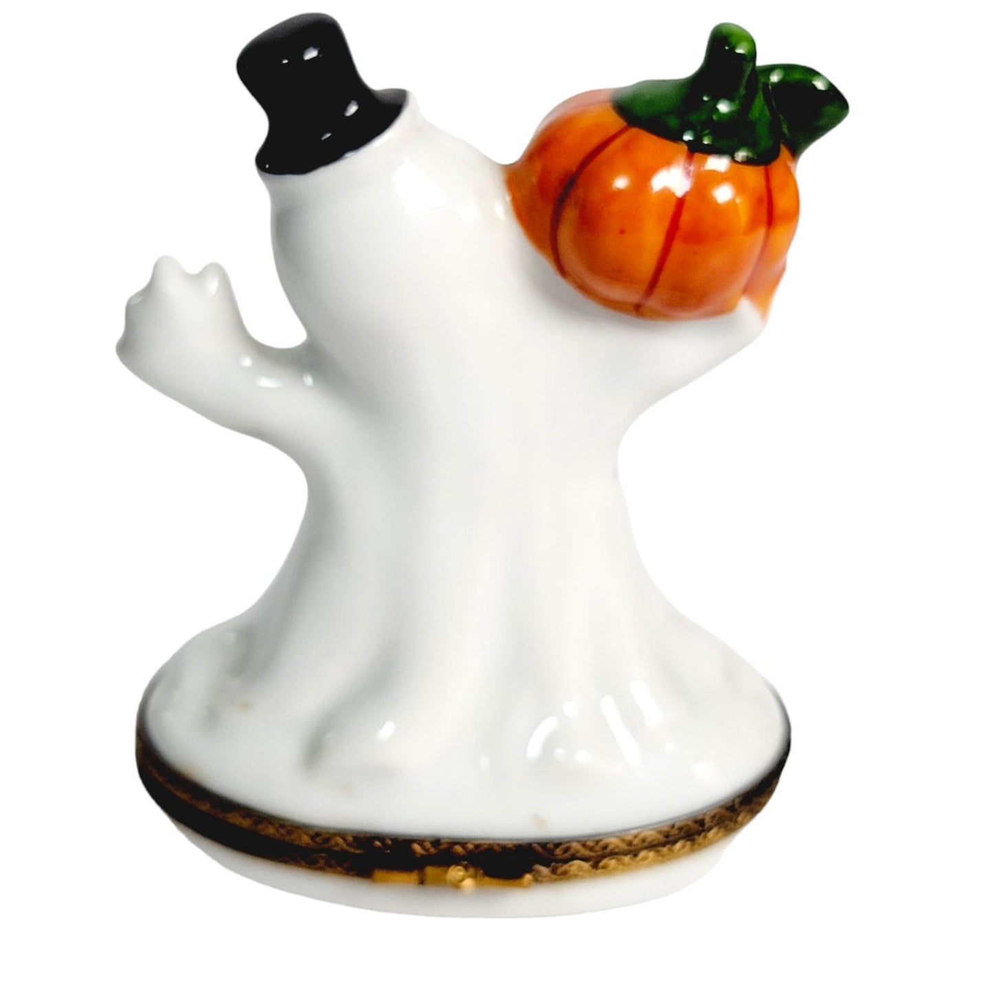 Vintage Happy Ghost and Pumpkin Trinket, Marked Limoges France