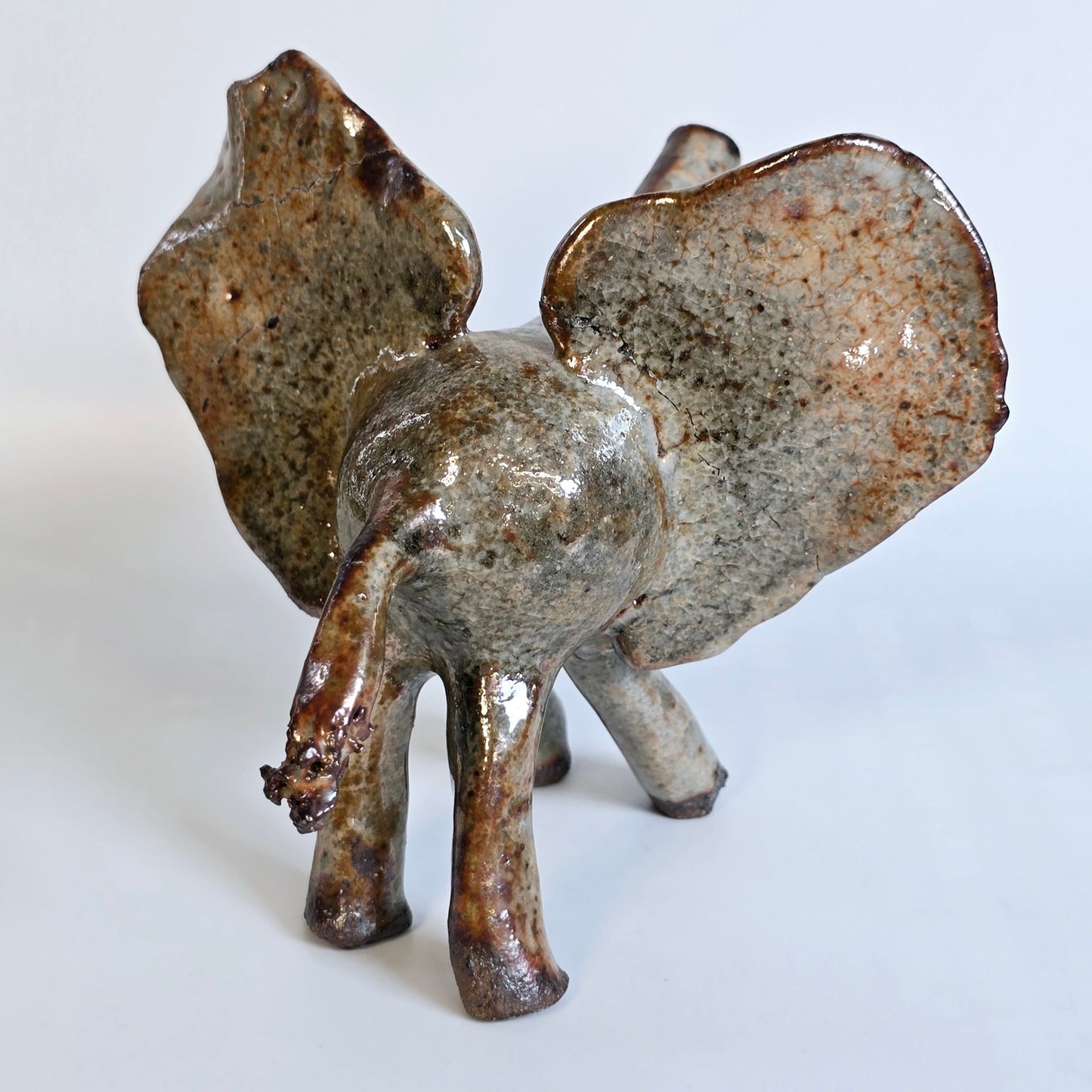 AS IS Studio Art Elephant, Hobbiest Pottery Elephant FIgurine, Repaired Ear