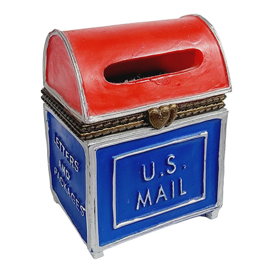 U.S. Mail Mailbox Trinket Box,Mini Stamp Dispenser 2.5" H