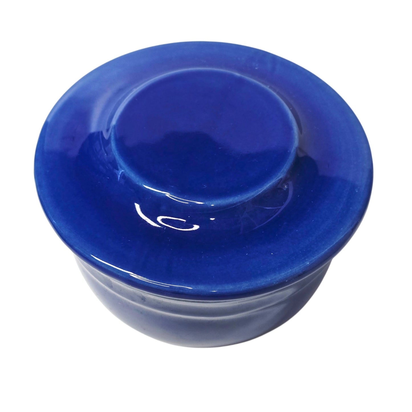 Emile Henry France Blue Ceramic Butter Bell Crock Lidded Dish Pot Stoneware
