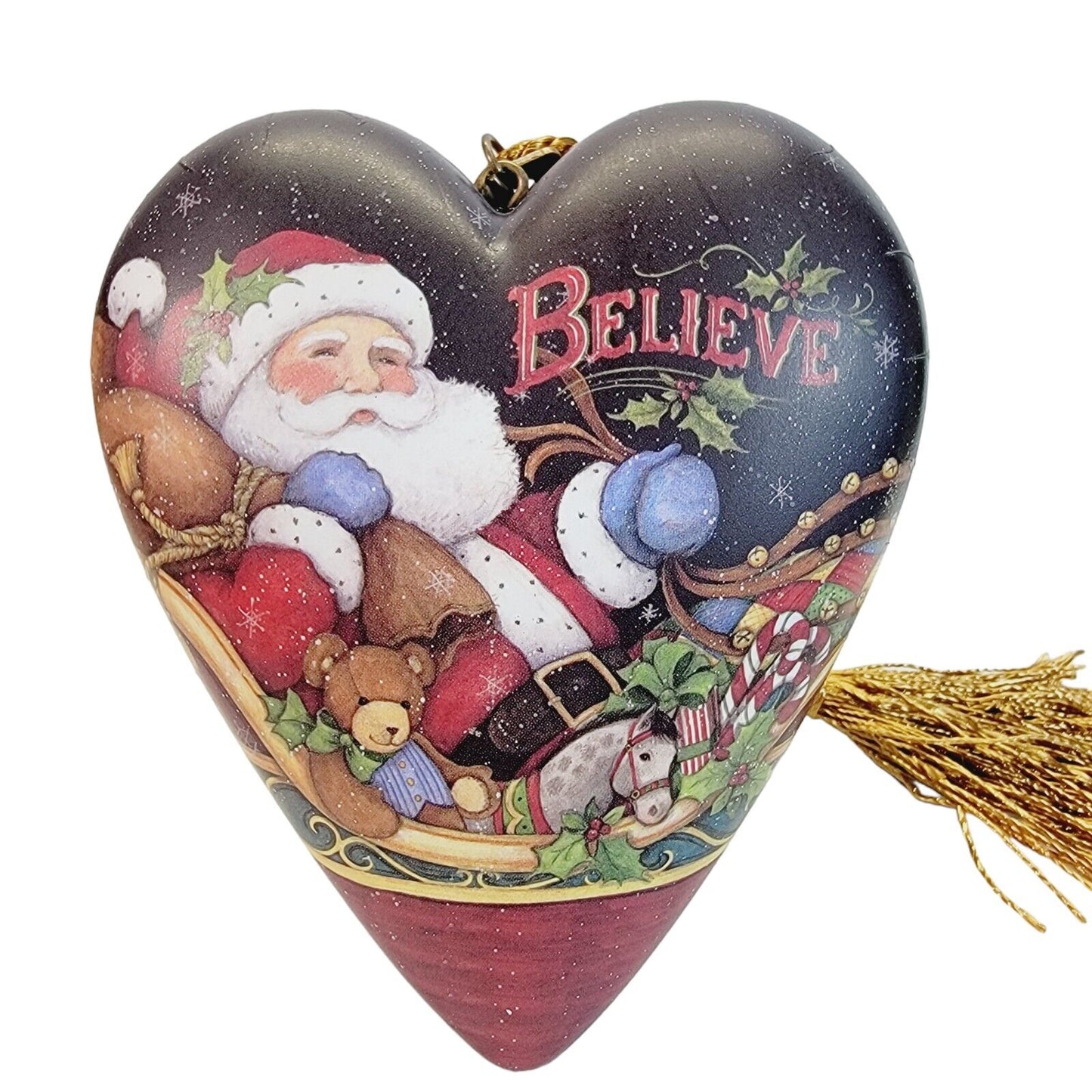 Demdaco "Believe Santa" Art Heart, Art-Inspired Sculptured Heart With Key Stand