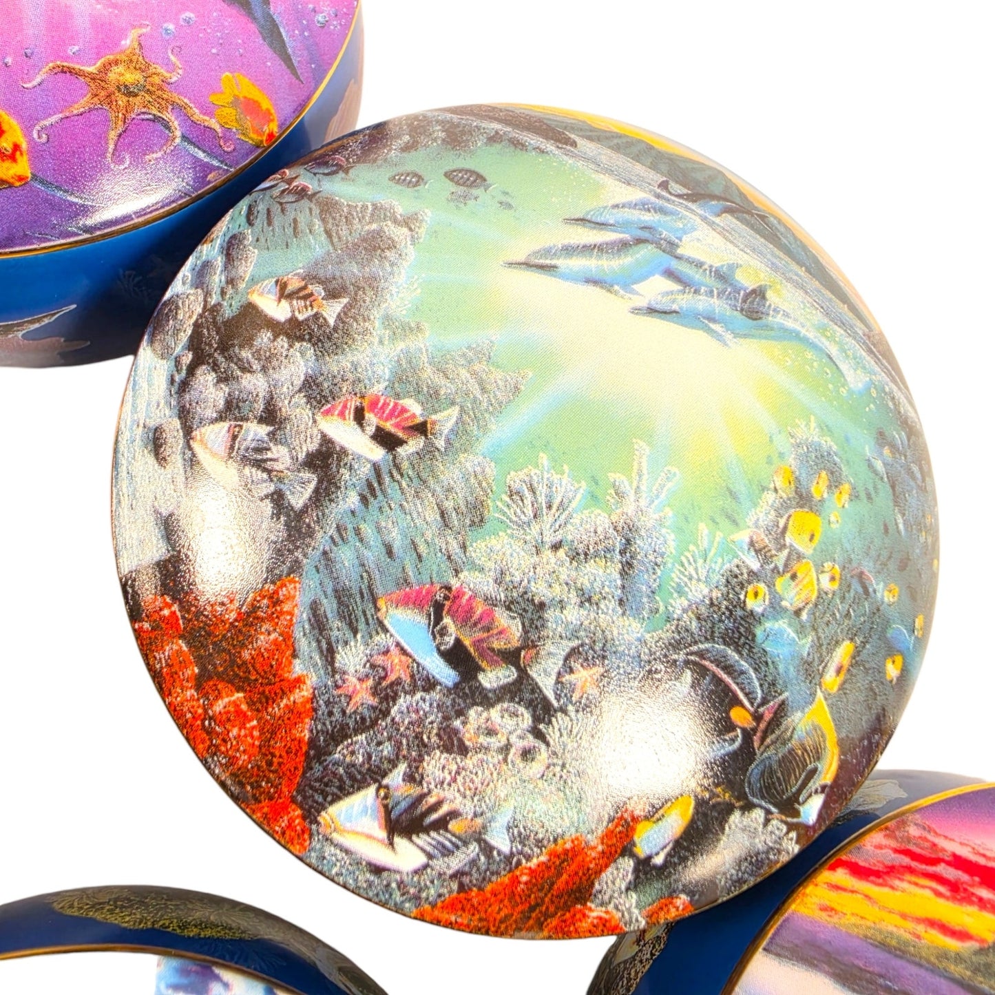 Lot 5 Danbury Mint Robert Lynn Nelson Tropical Wonderland Music Trinket Boxes