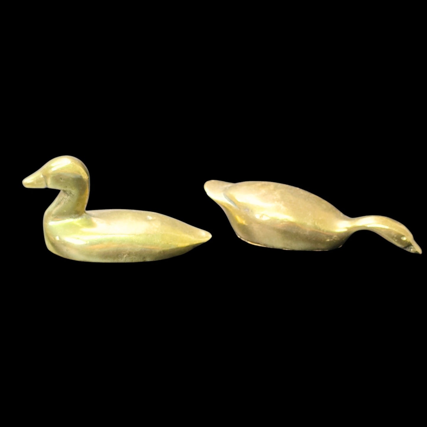 Vintage Brass Ducks Paperweights Set of 2, Brass Goose, Brass Bird