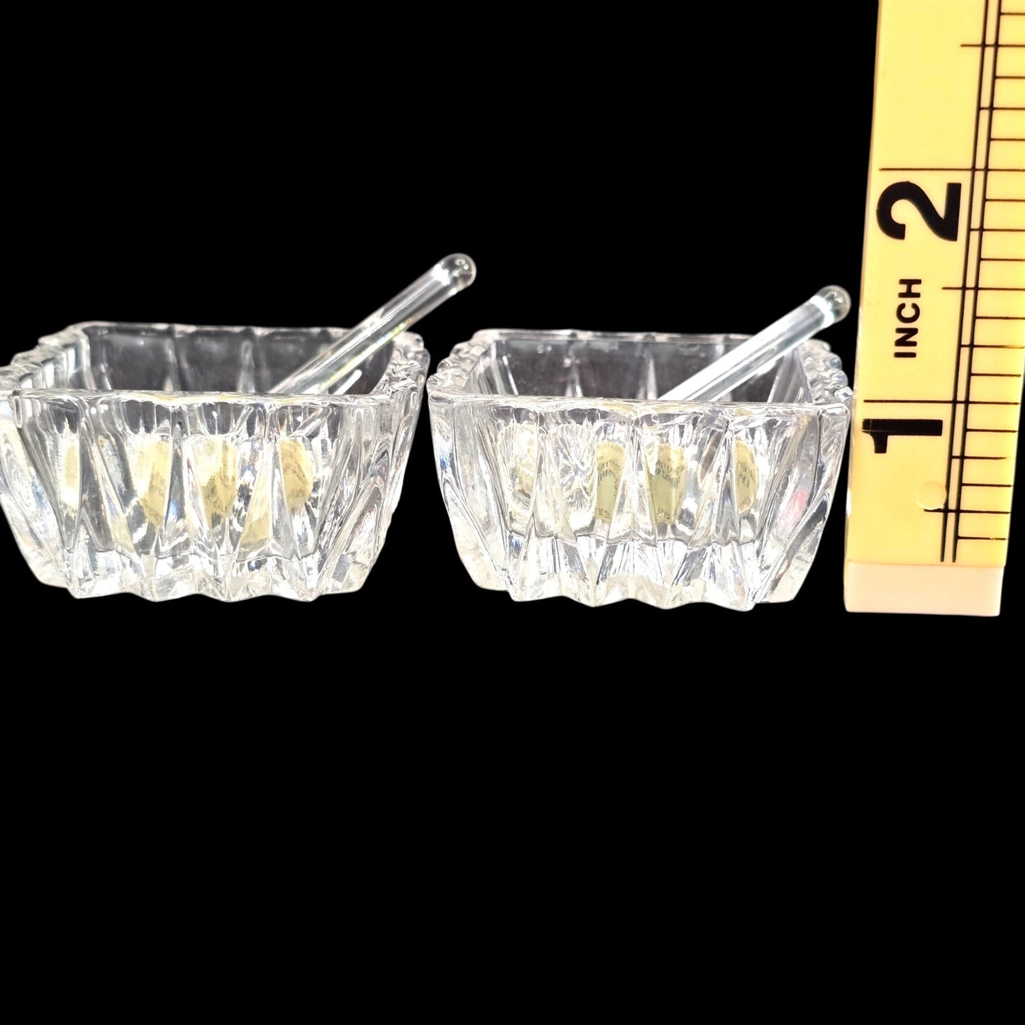 Vtg Princess House Crystal Salt Cellars & Tiny Glass Spoons W. Germany 24% Lead