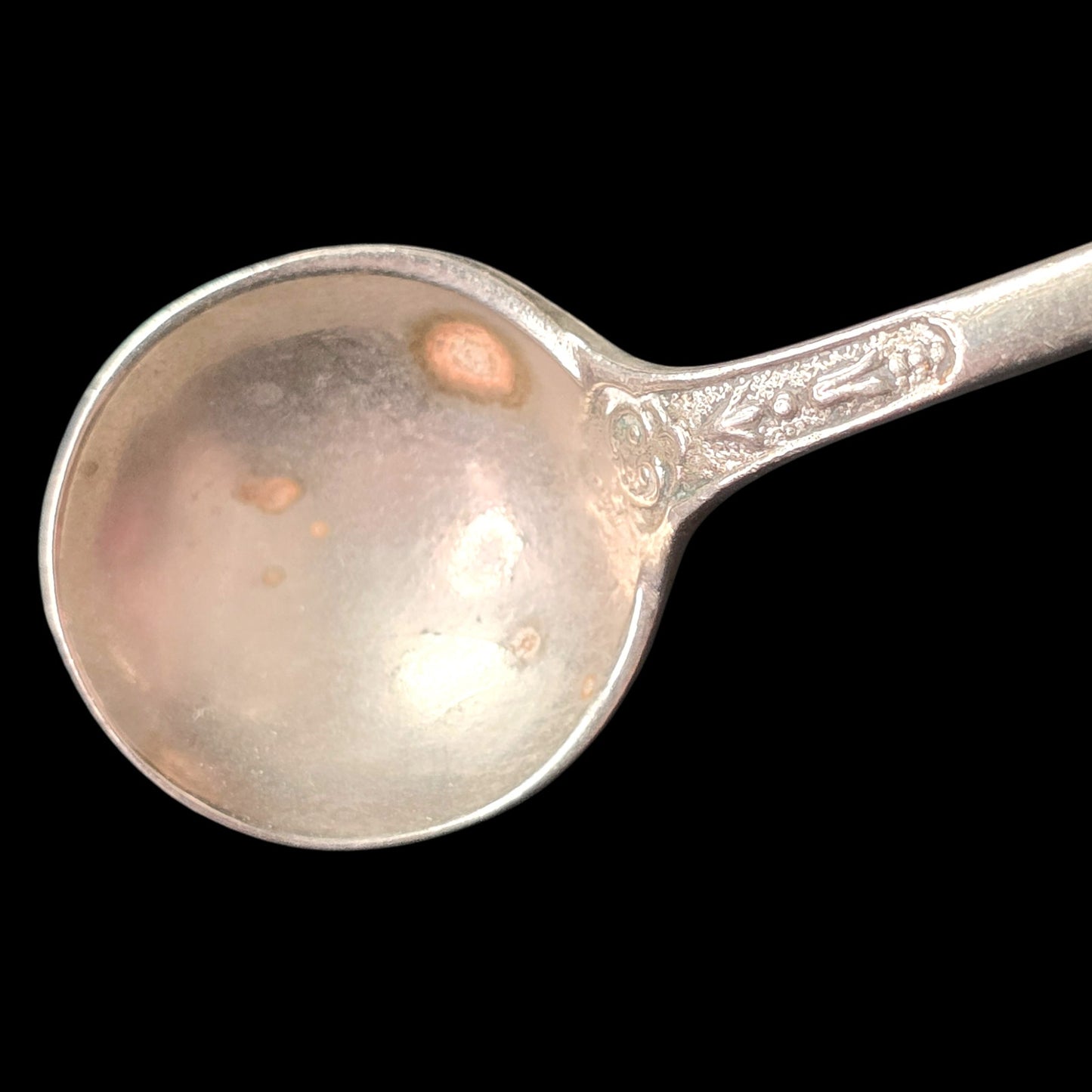 Vintage Heisey Crystolite Mustart Pot Glass Open Salt Sugar Ornate Floral Spoon
