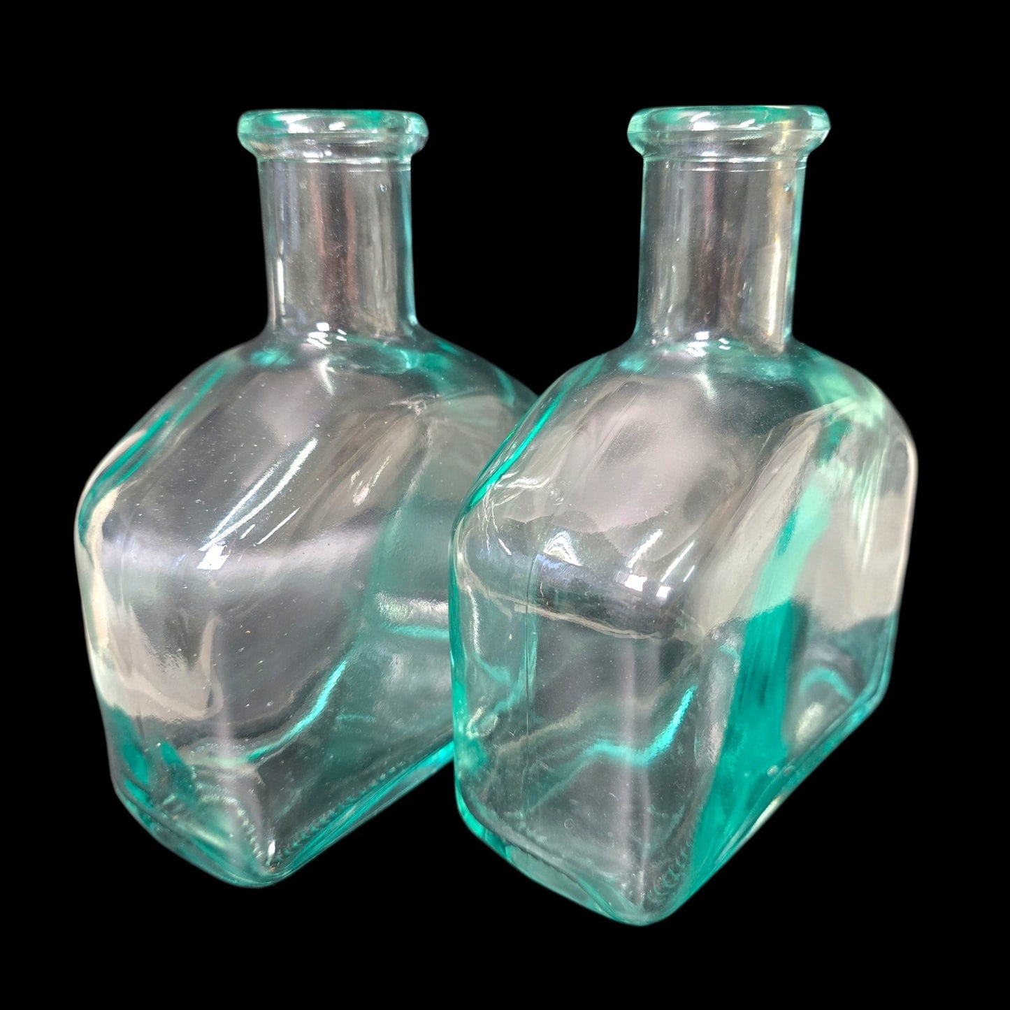 Pair Italian Glass Bottles Italy 500 ml Recycled Glass Apothecary Farmhouse Boho