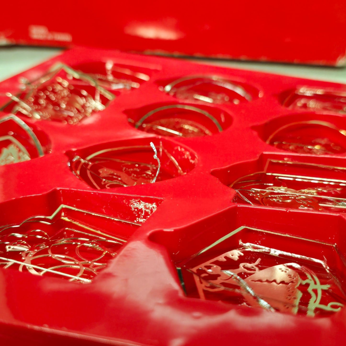 Vintage 12 Days of Christmas Silverplated Cut-Out Ornaments in Original Box