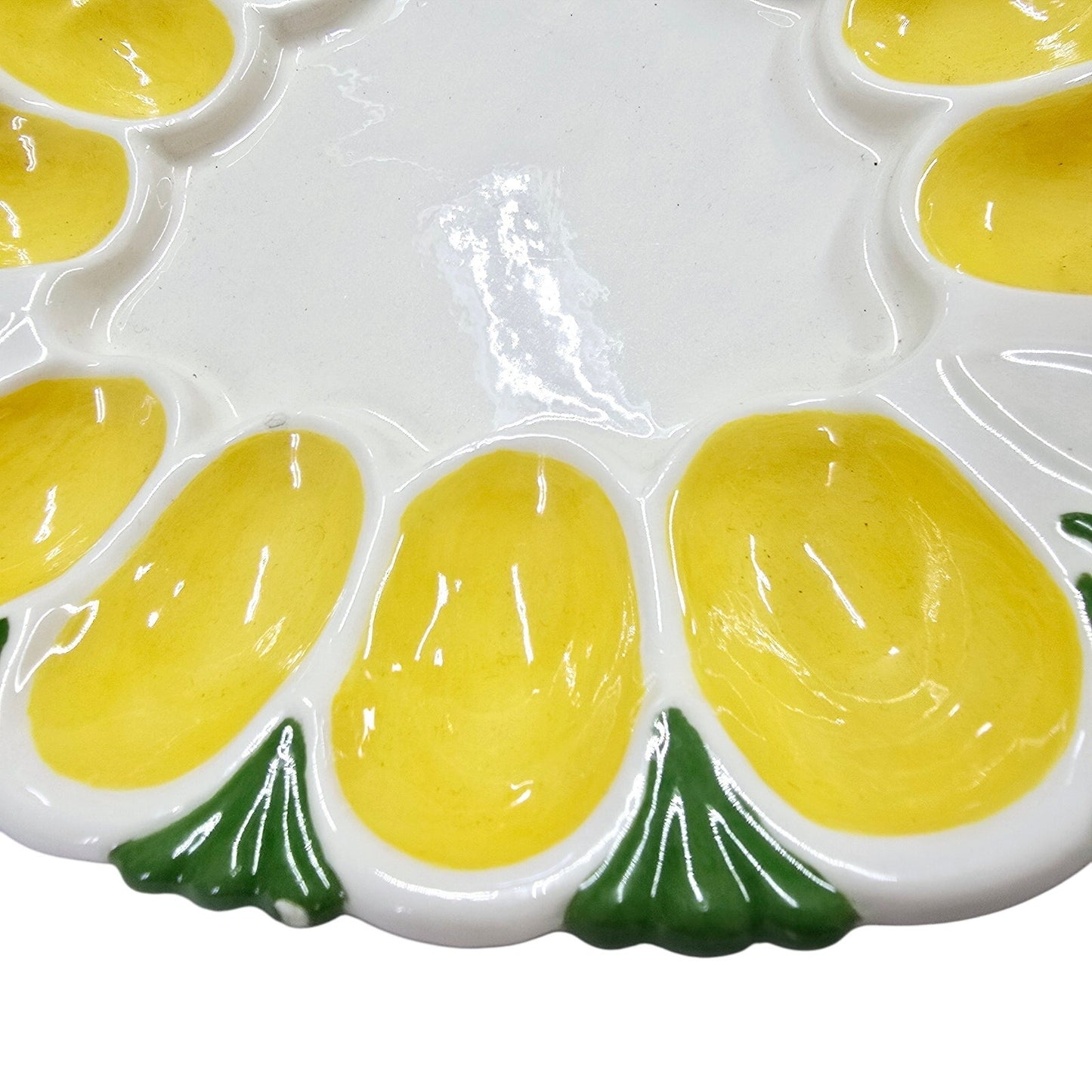 Vintage Handpainted Triangle Egg Plate Holds 12 Deviled Eggs Signed Artisan BJ