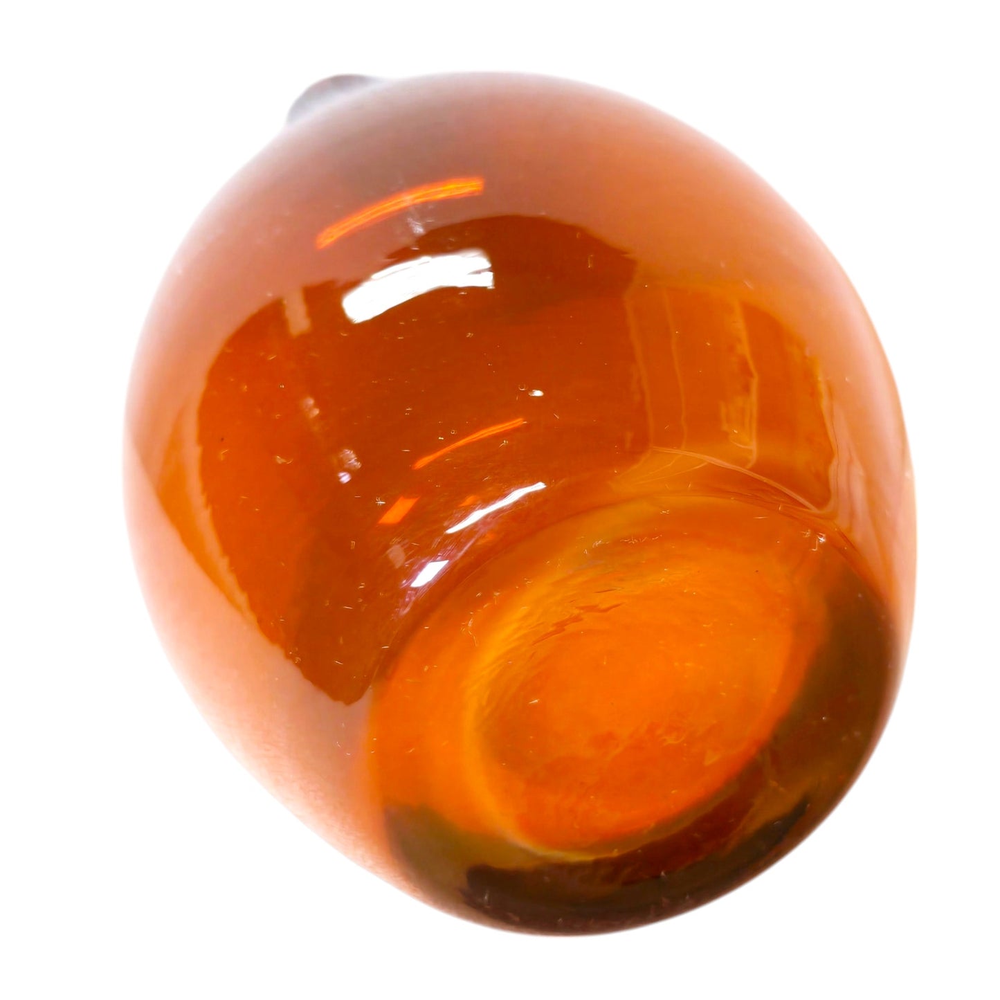 Handblown Tear Drop Bud Vase Dark Orange Translucent Cased Art Glass Bottle Heavy 6.25"