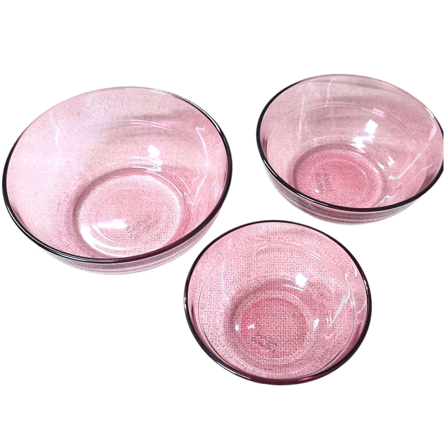 Set of 3 Cranberry Mauve Nesting Bowls by Social Studies and FabFitFun, New in Box