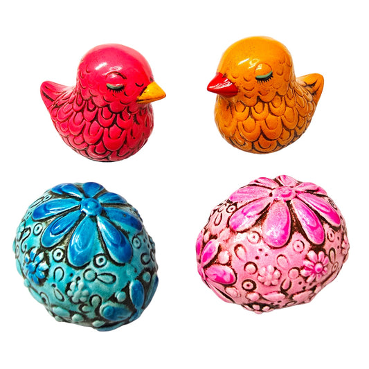 Vintage Japan Hand-Painted Bird & Easter Egg Miniature Lot 4 Textured Porcelain